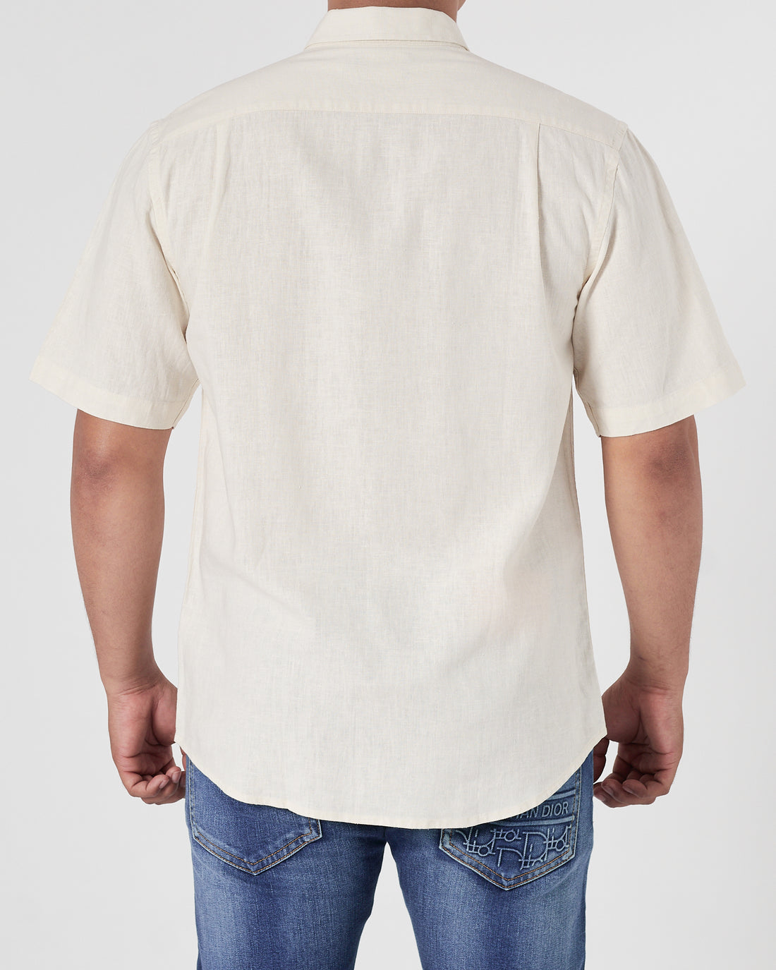 RL Linen Men Cream Shirts Short Sleeve 17.90