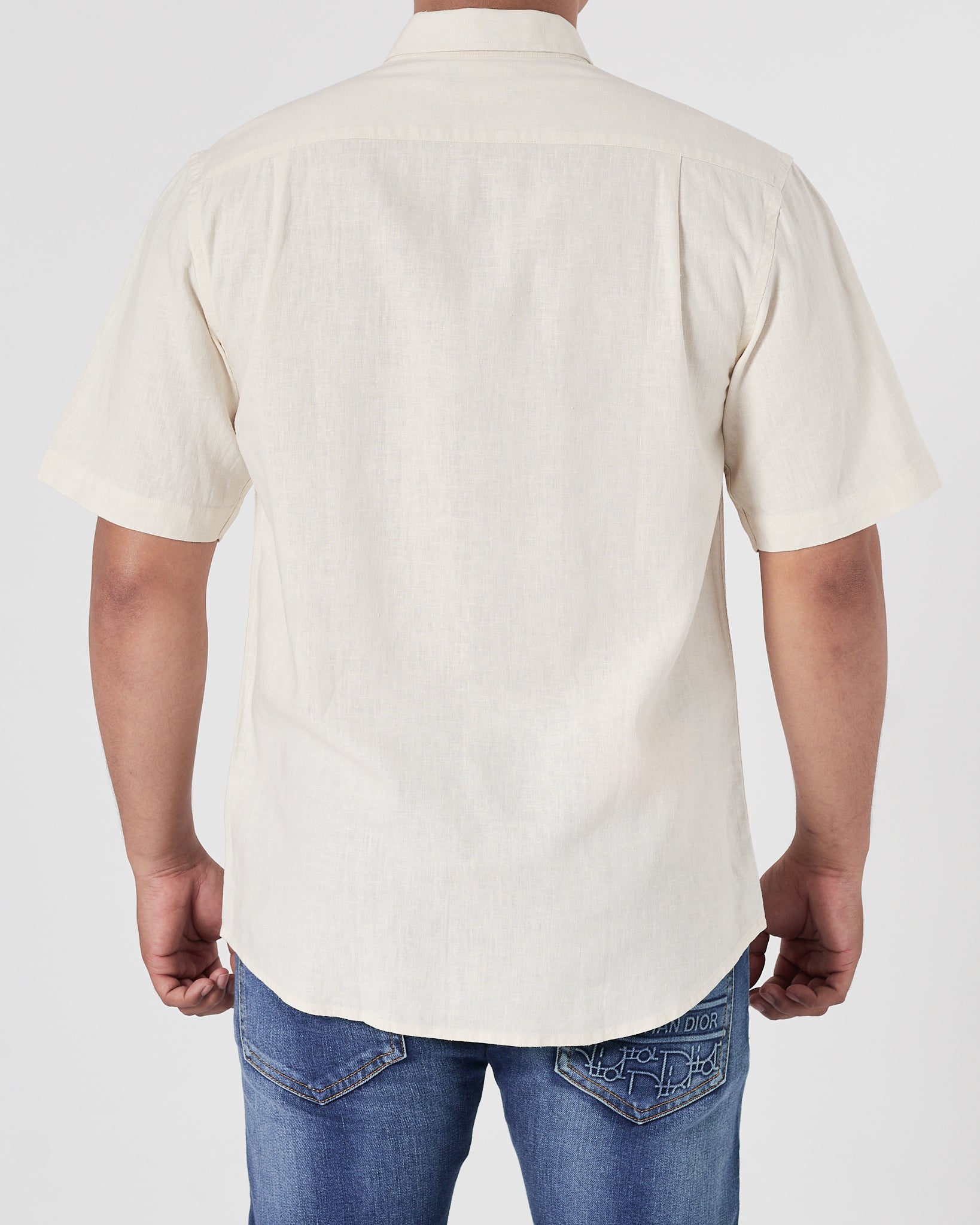 RL Linen Men Cream Shirts Short Sleeve 17.90