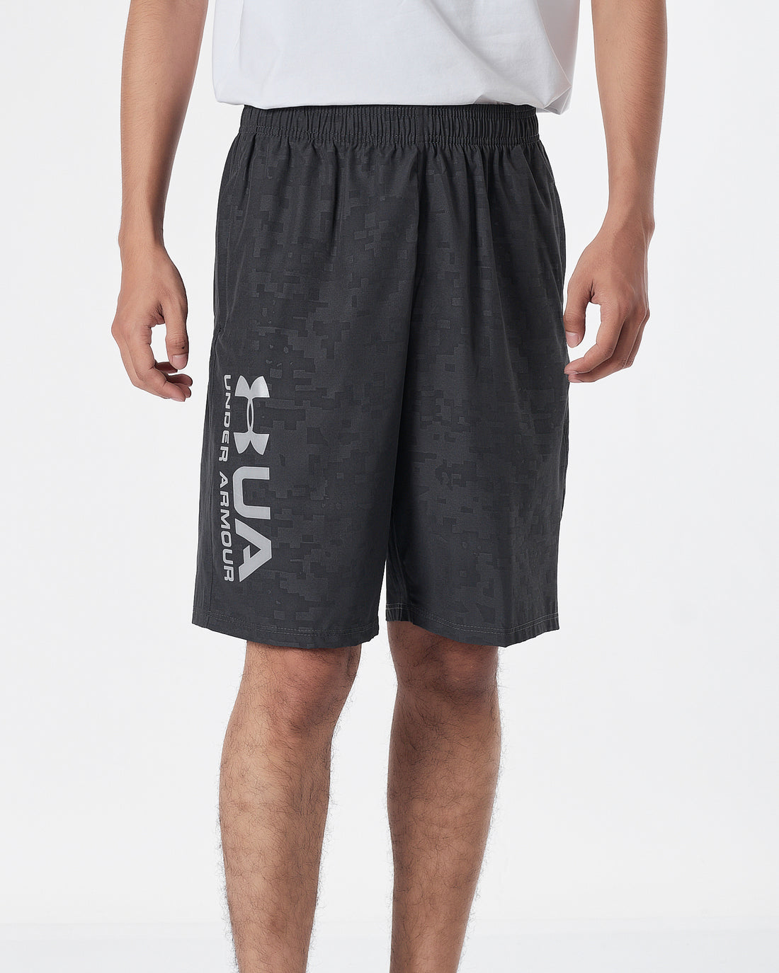 UA Logo Vertical Printed Men Grey Track Shorts 12.90