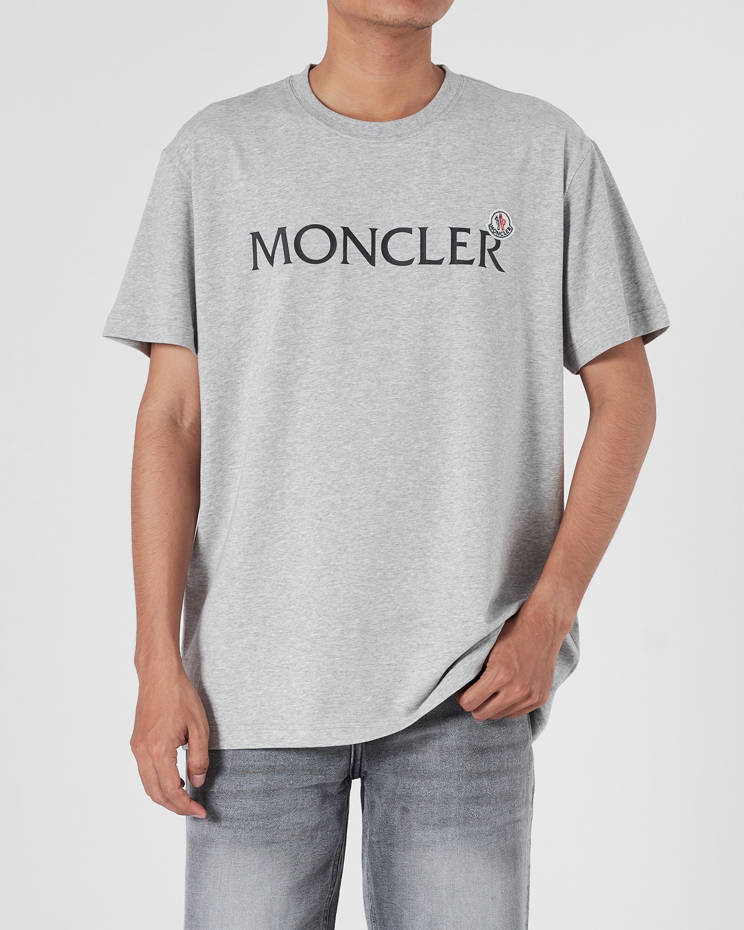 MON Logo Printed Men Grey T-Shirt 15.90