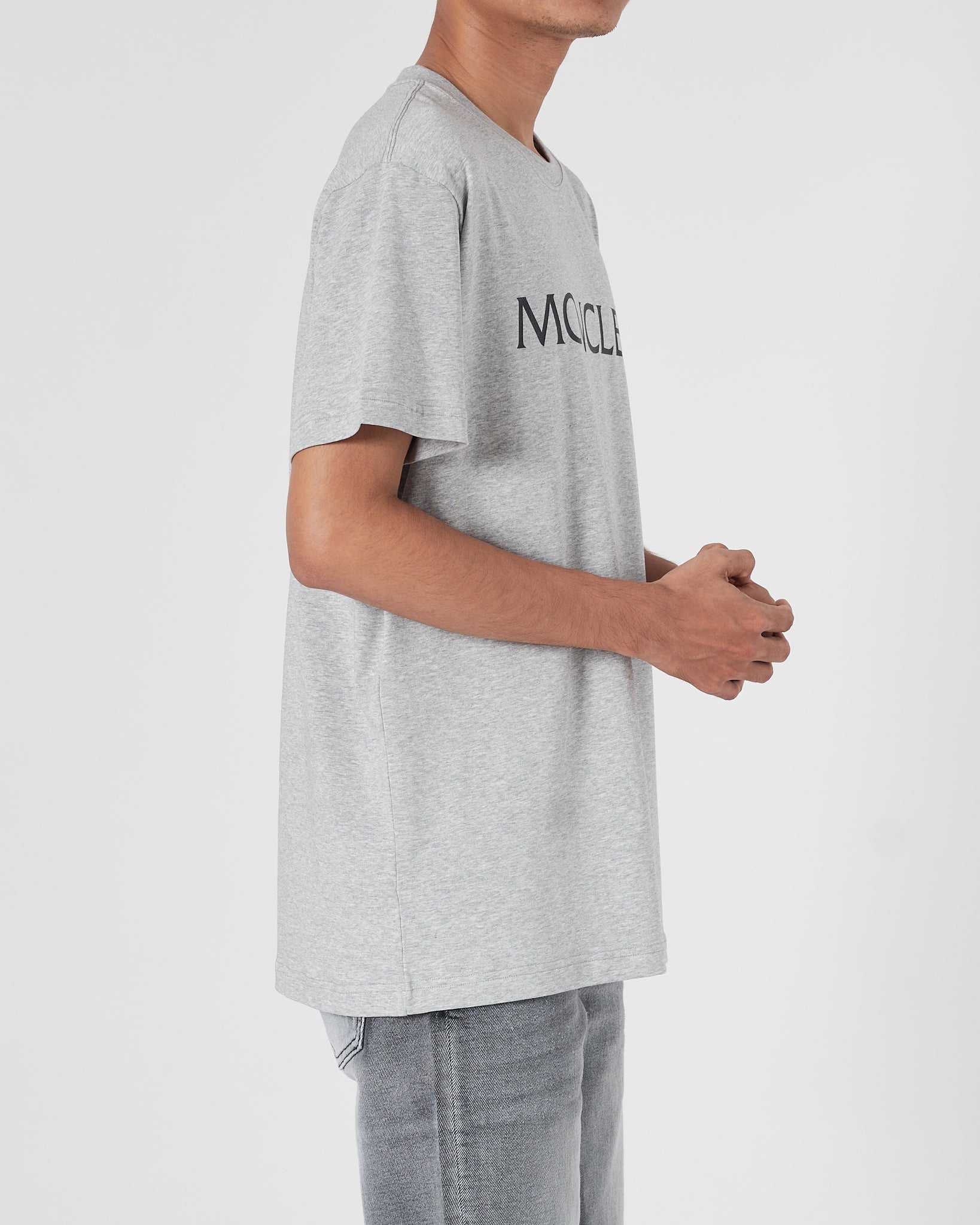 MON Logo Printed Men Grey T-Shirt 15.90