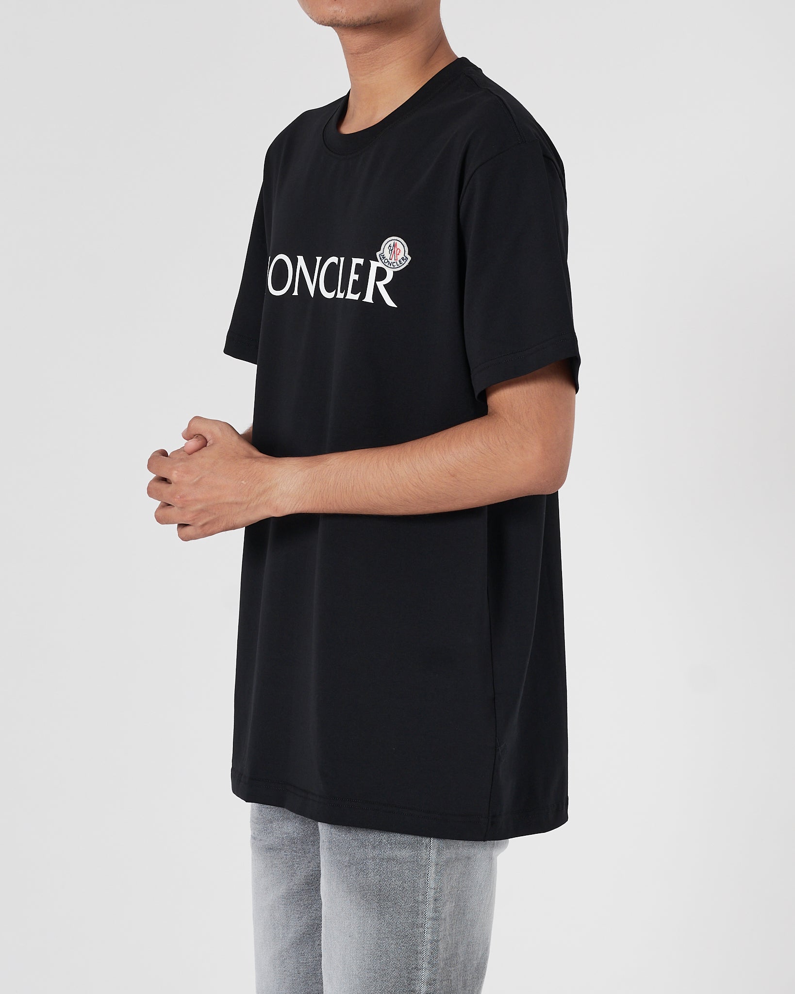 MON Logo Printed Men Black T-Shirt 15.90