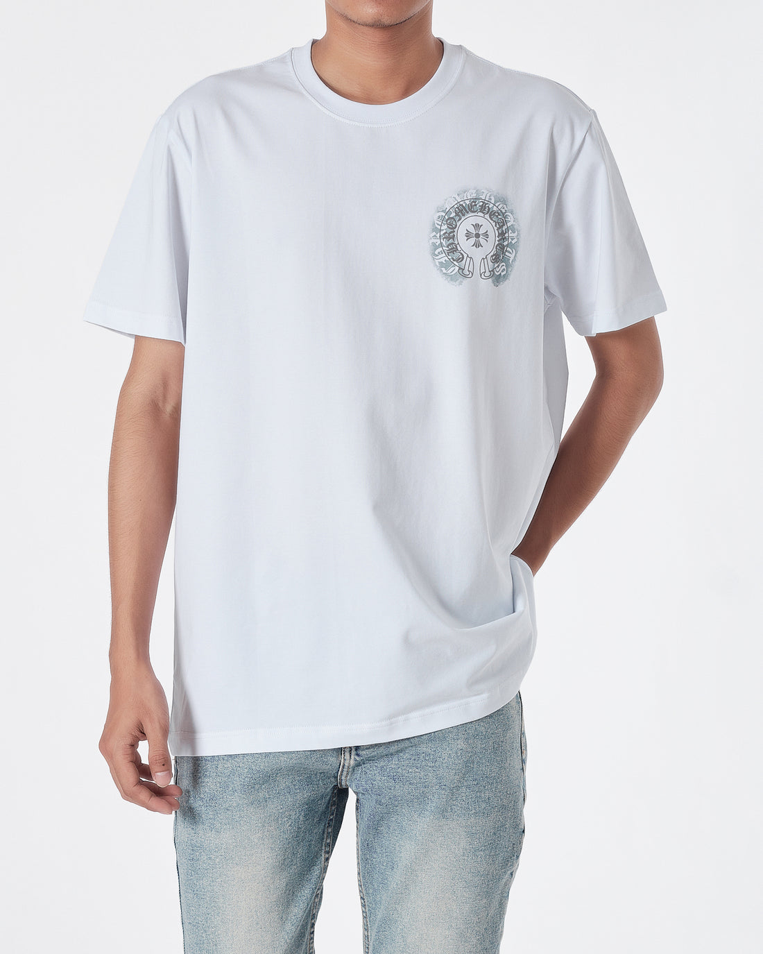 CH Cross Back Logo Printed Men White T-Shirt 15.90