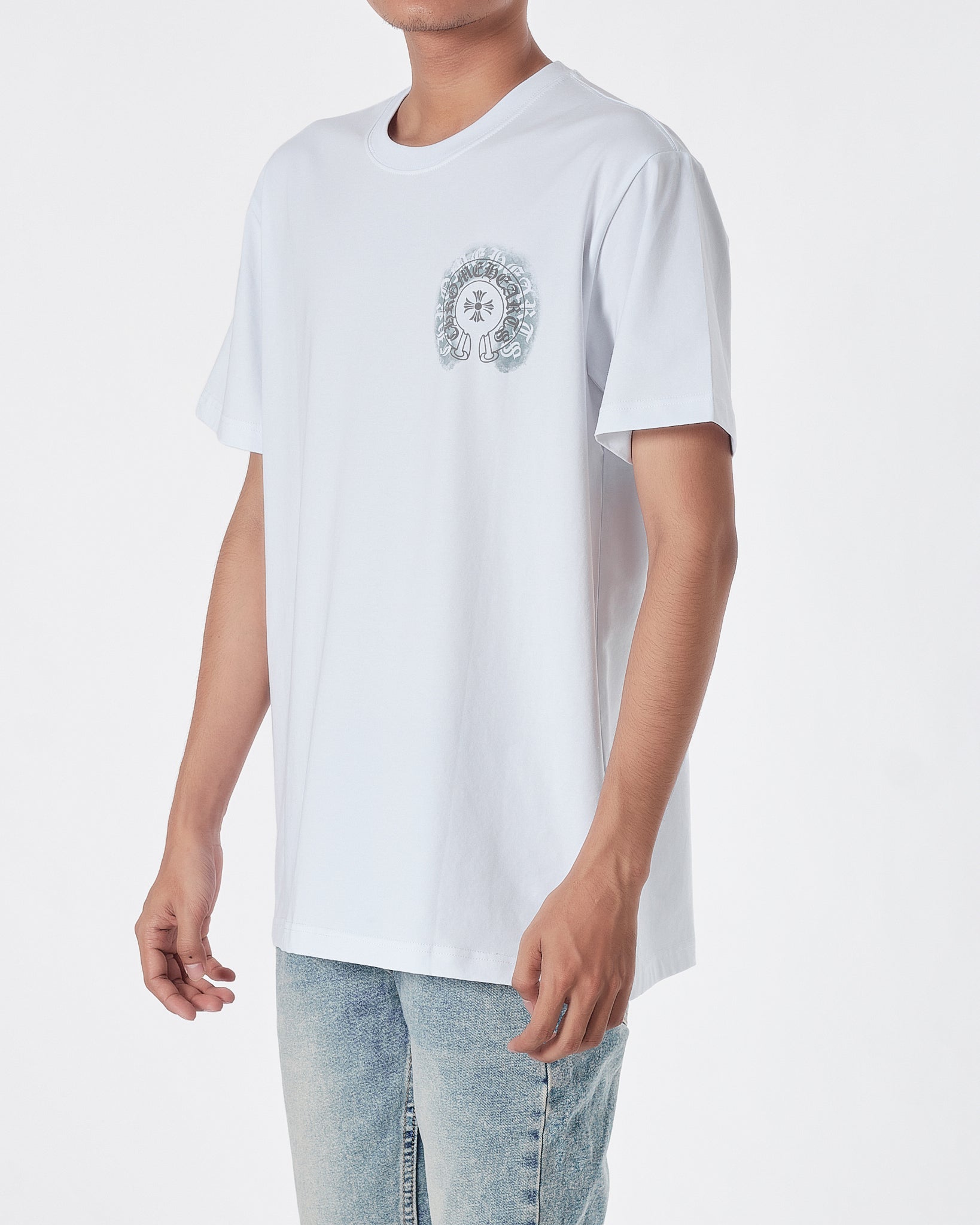 CH Cross Back Logo Printed Men White T-Shirt 15.90