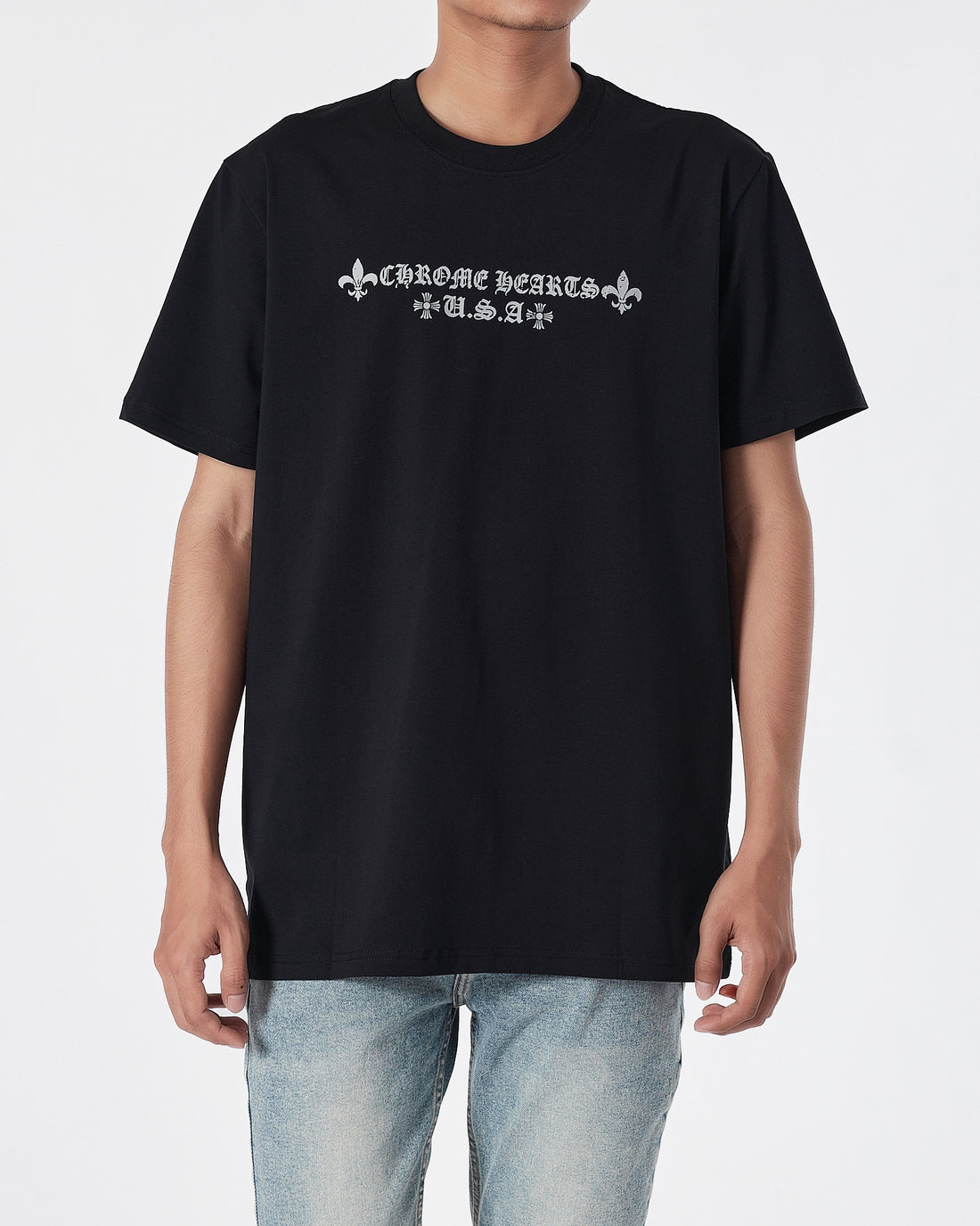 CH Cross Back Logo Printed Men Black T-Shirt 16.90