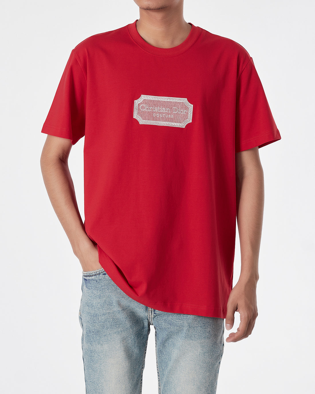 CD Logo Embroidered Unisex Red T-Shirt 15.90