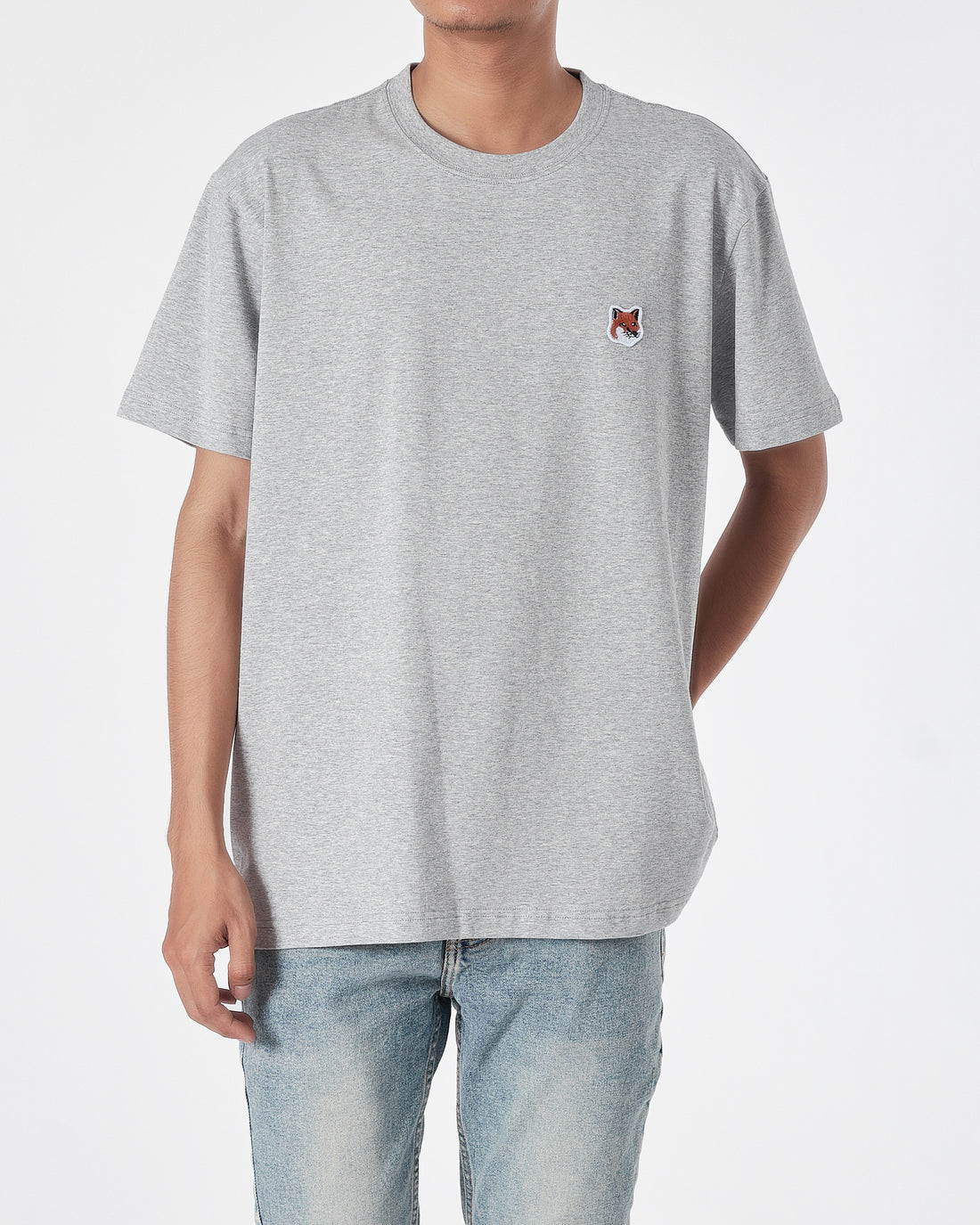 MKI Fox Embroidered Men Grey T-Shirt 14.90