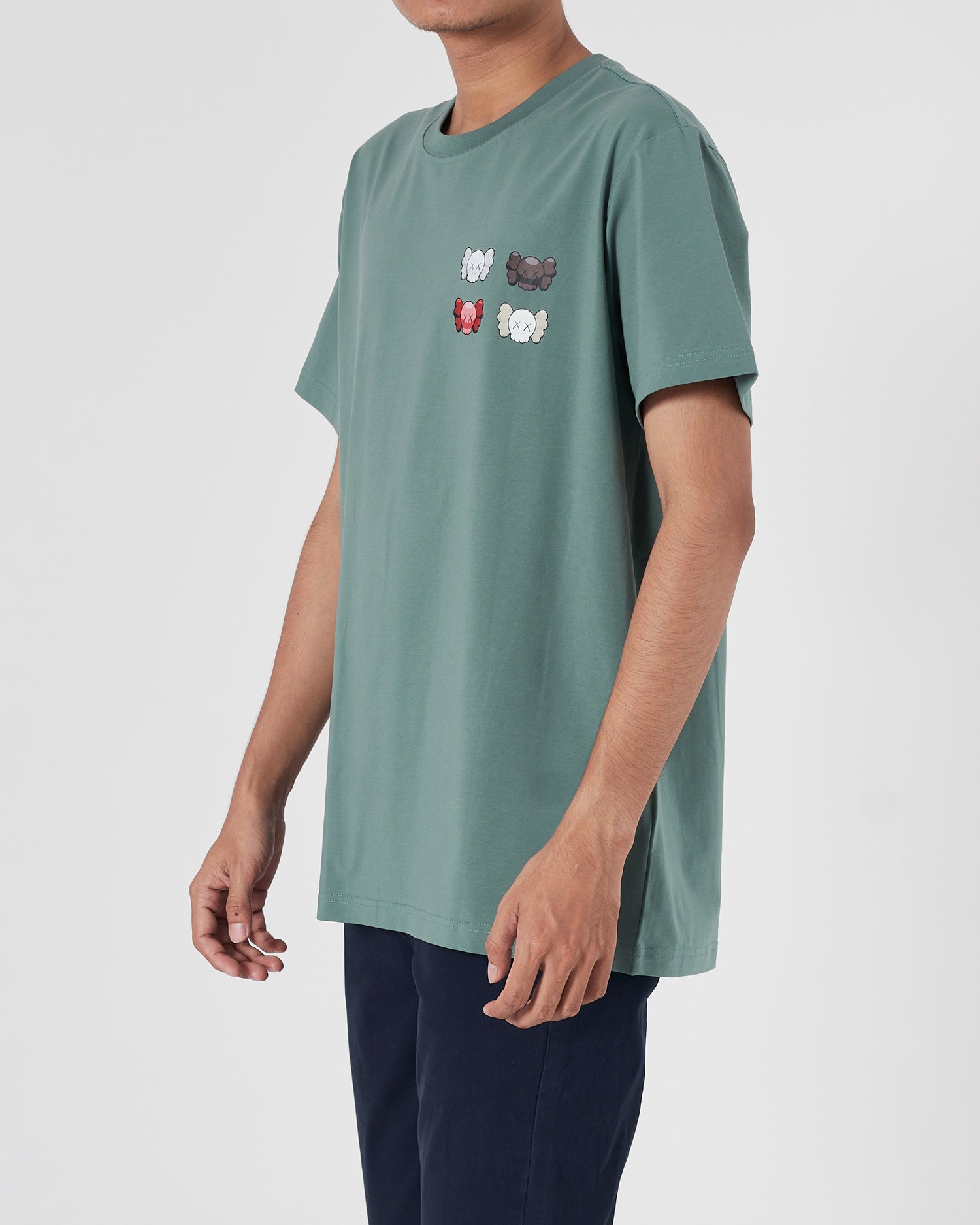 OW X Kaws Back Logo Printed Men Green T-Shirt 16.90