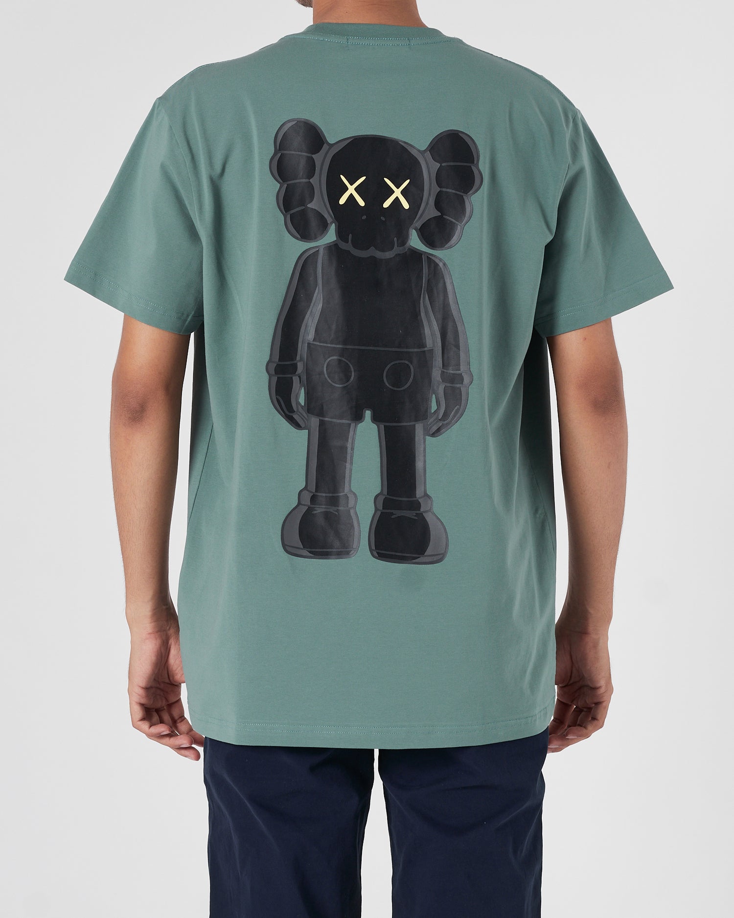 OW X Kaws Back Logo Printed Men Green T-Shirt 16.90