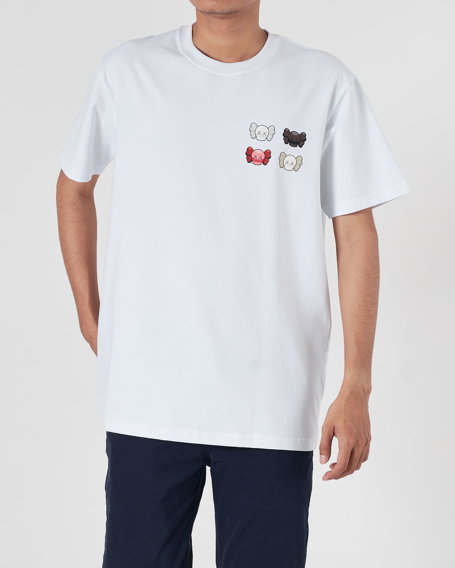 OW X Kaws Back Logo Printed Men White  T-Shirt 16.90