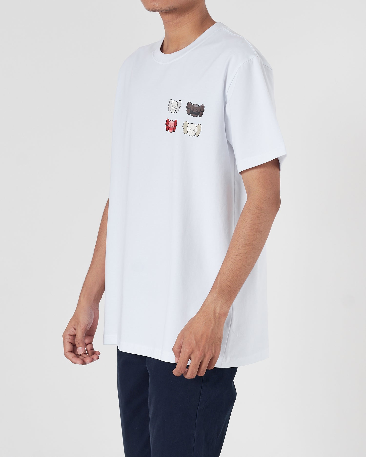 OW X Kaws Back Logo Printed Men White  T-Shirt 16.90