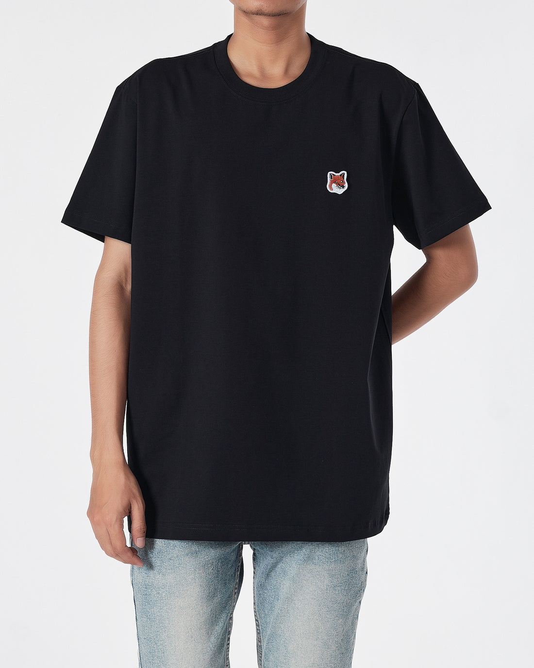 MKI Fox Embroidered Men Black T-Shirt 14.90