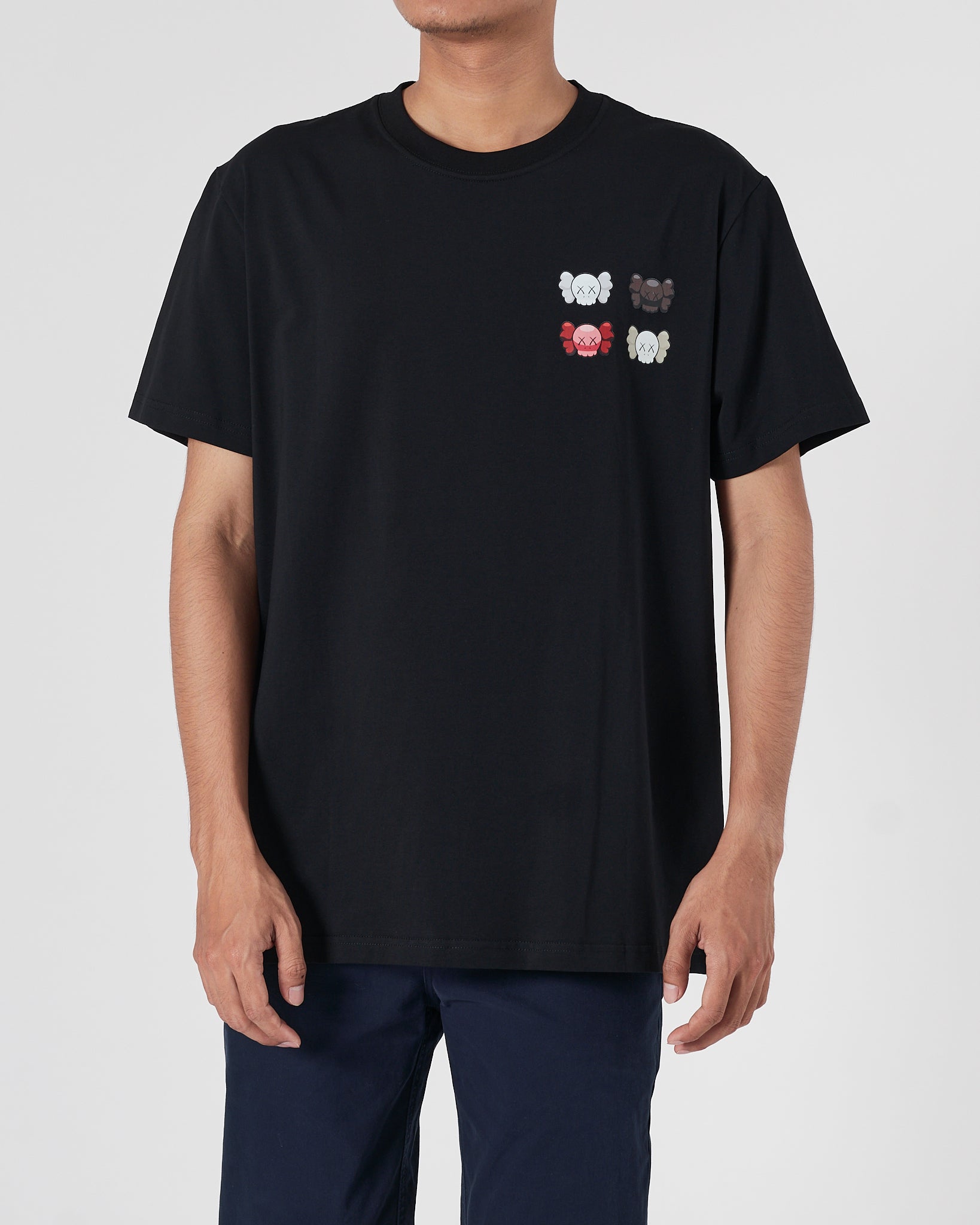 OW X Kaws Back Logo Printed Men Black T-Shirt 16.90