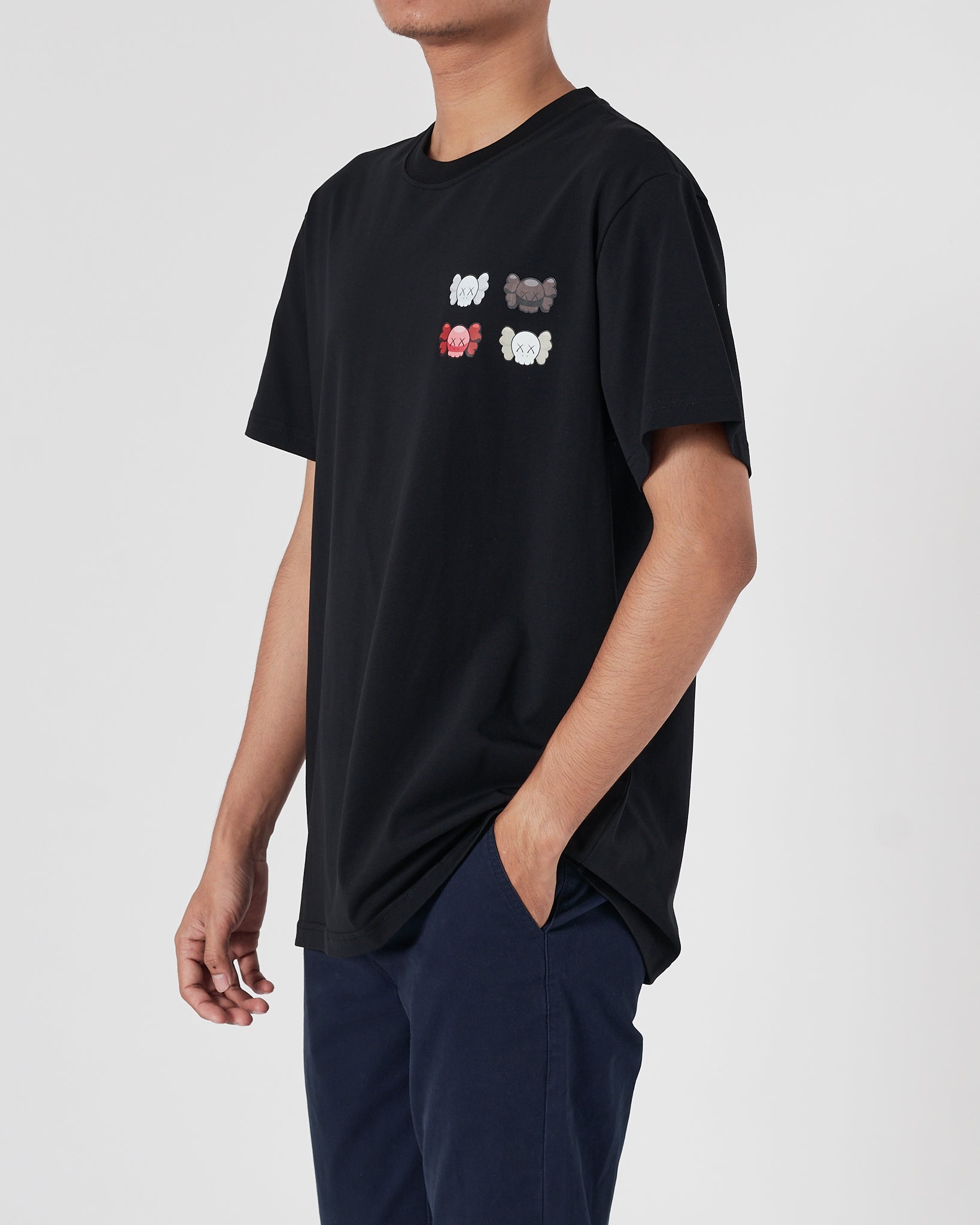 OW X Kaws Back Logo Printed Men Black T-Shirt 16.90