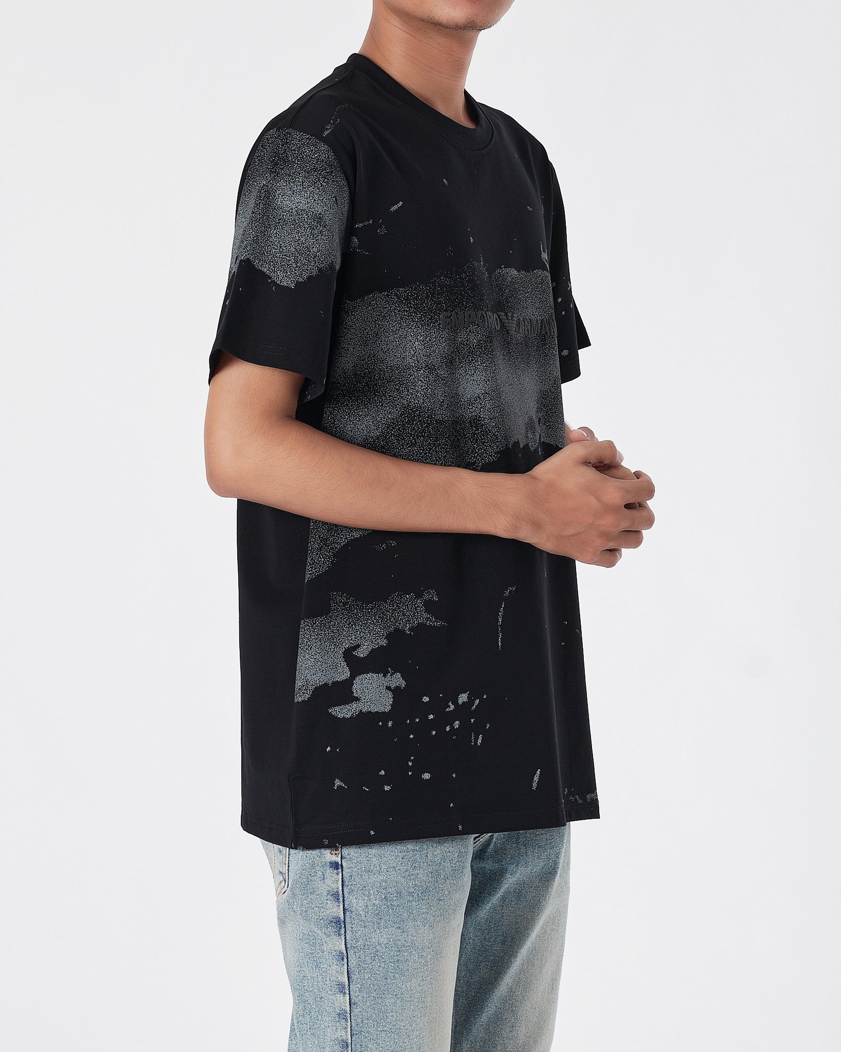 ARM Ink Splatter Printed Men Black T-Shirt 15.90