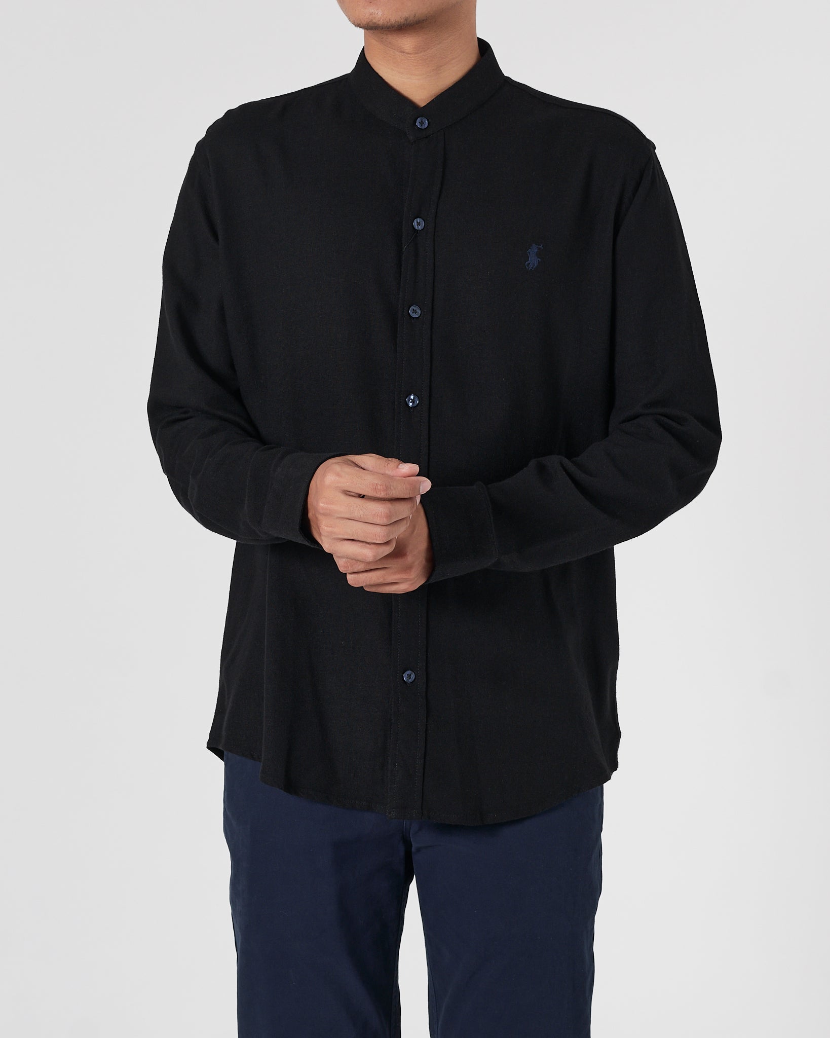 RL Linen Men Black Shirts Long Sleeve 20.90