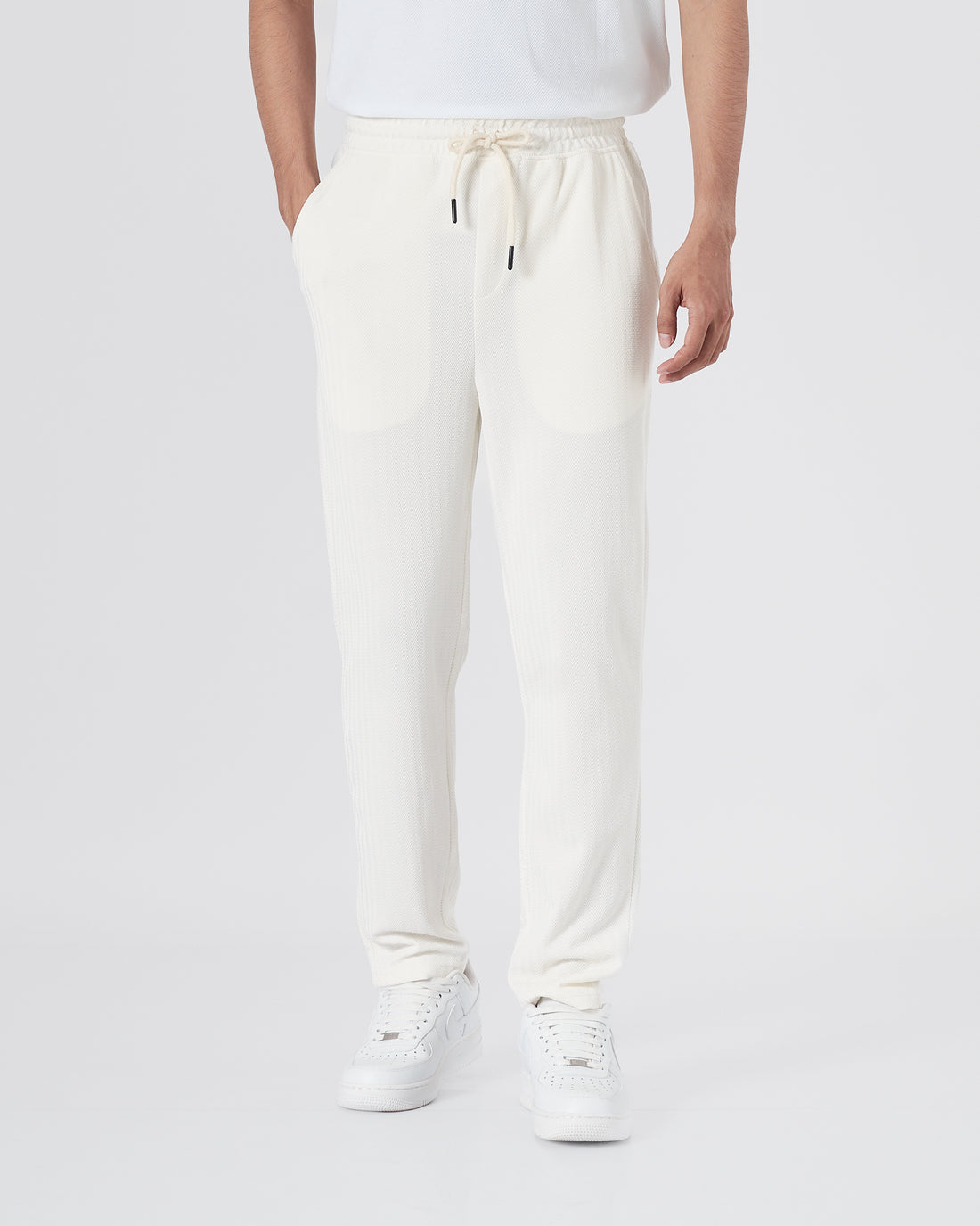 ZAR Elastic Waistband Men White Track Pants 21.90