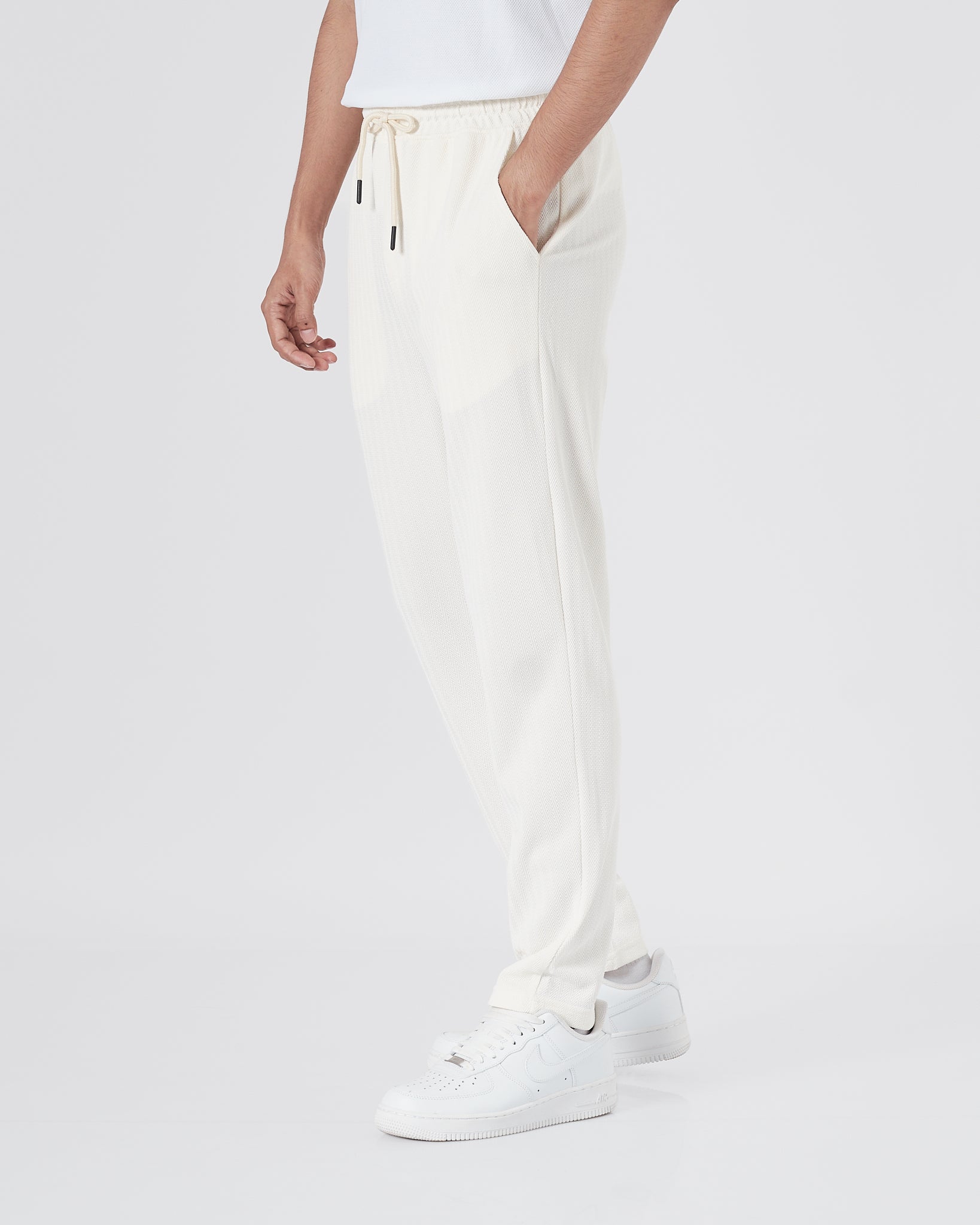 ZAR Elastic Waistband Men White Track Pants 21.90