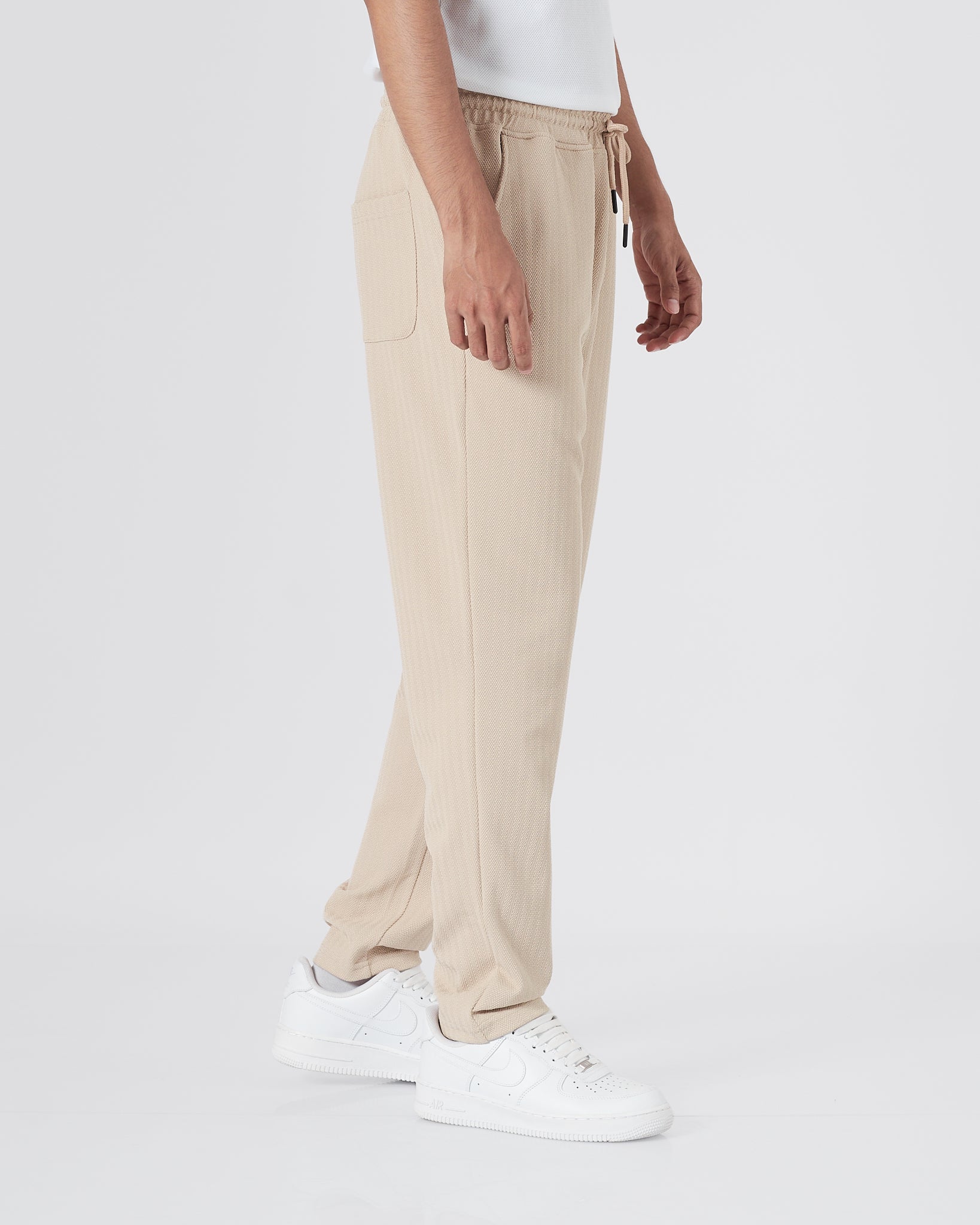 ZAR Elastic Waistband Men Cream Track Pants 21.90