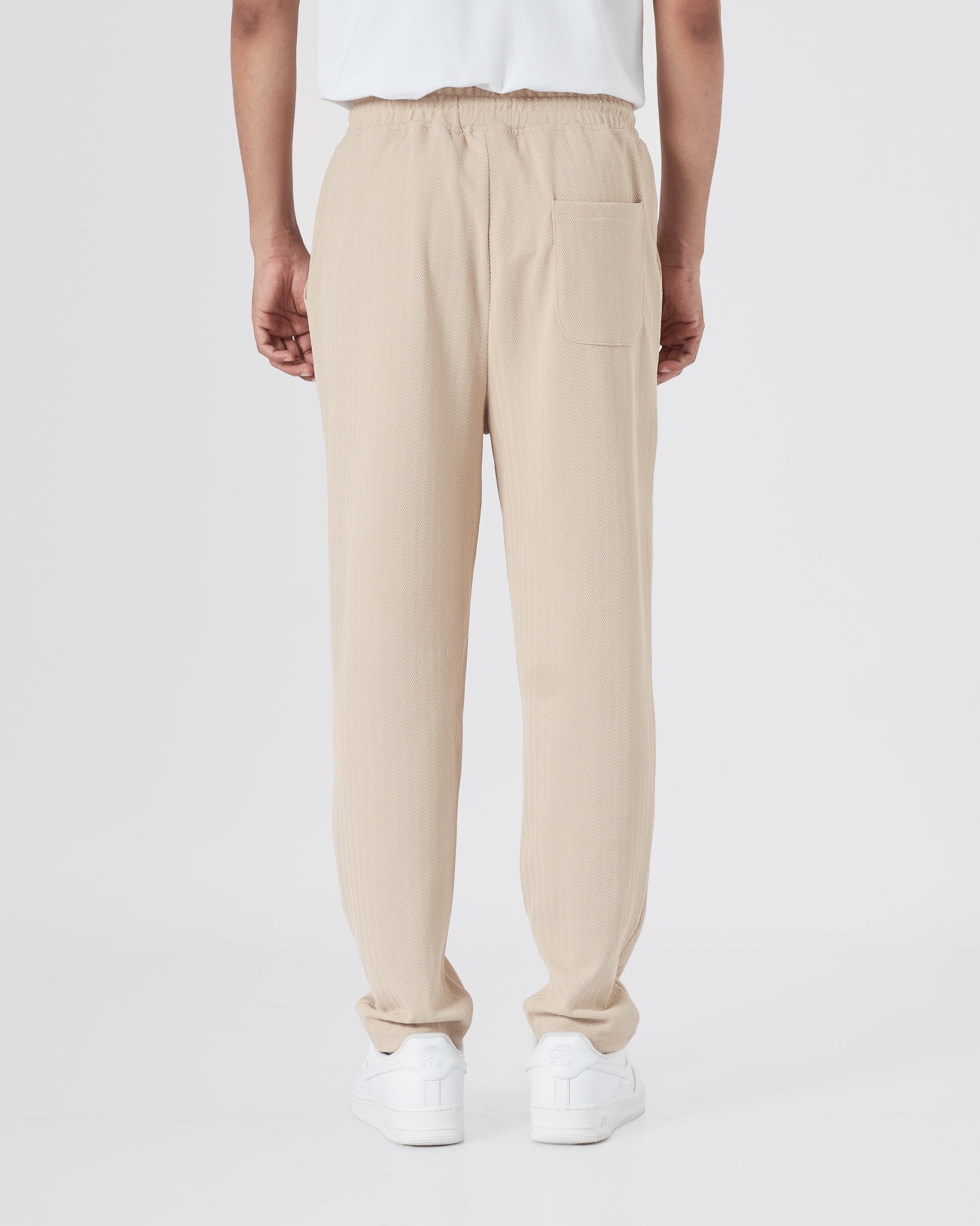 ZAR Elastic Waistband Men Cream Track Pants 21.90