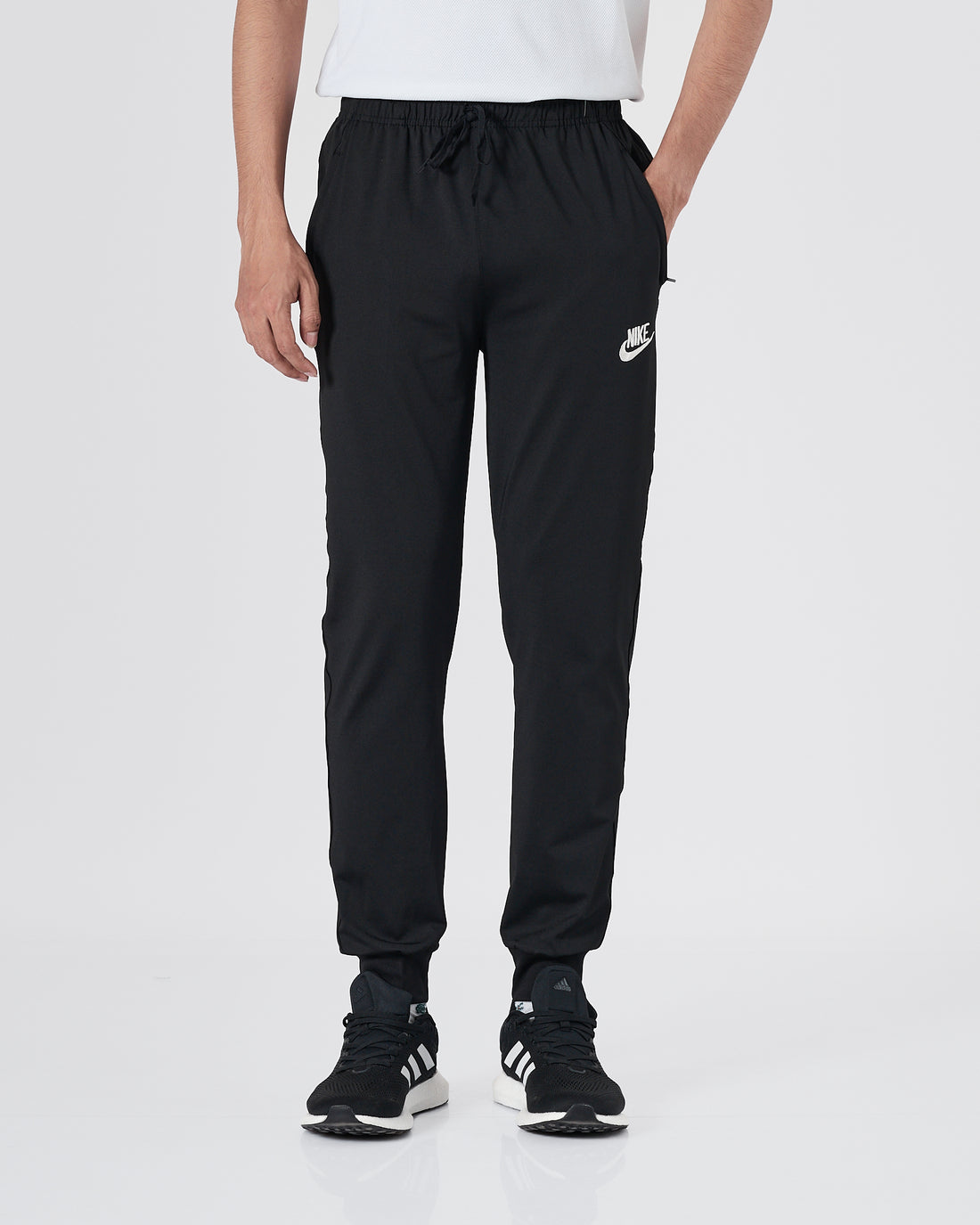 NIK Swooh Logo Embroidered Men Black Track Pants 15.90