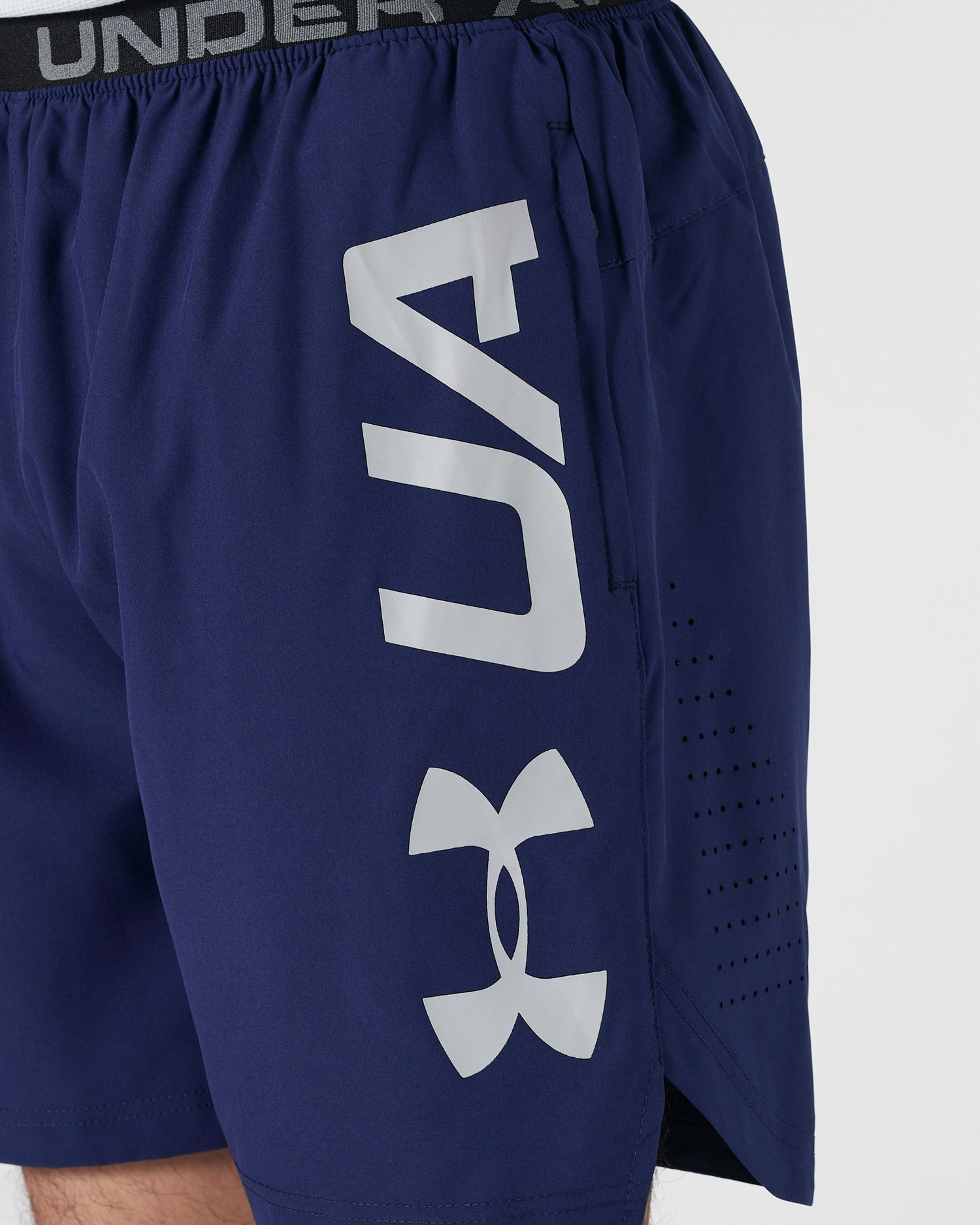 UA Logo Vertical Men Blue Track Shorts 13.90