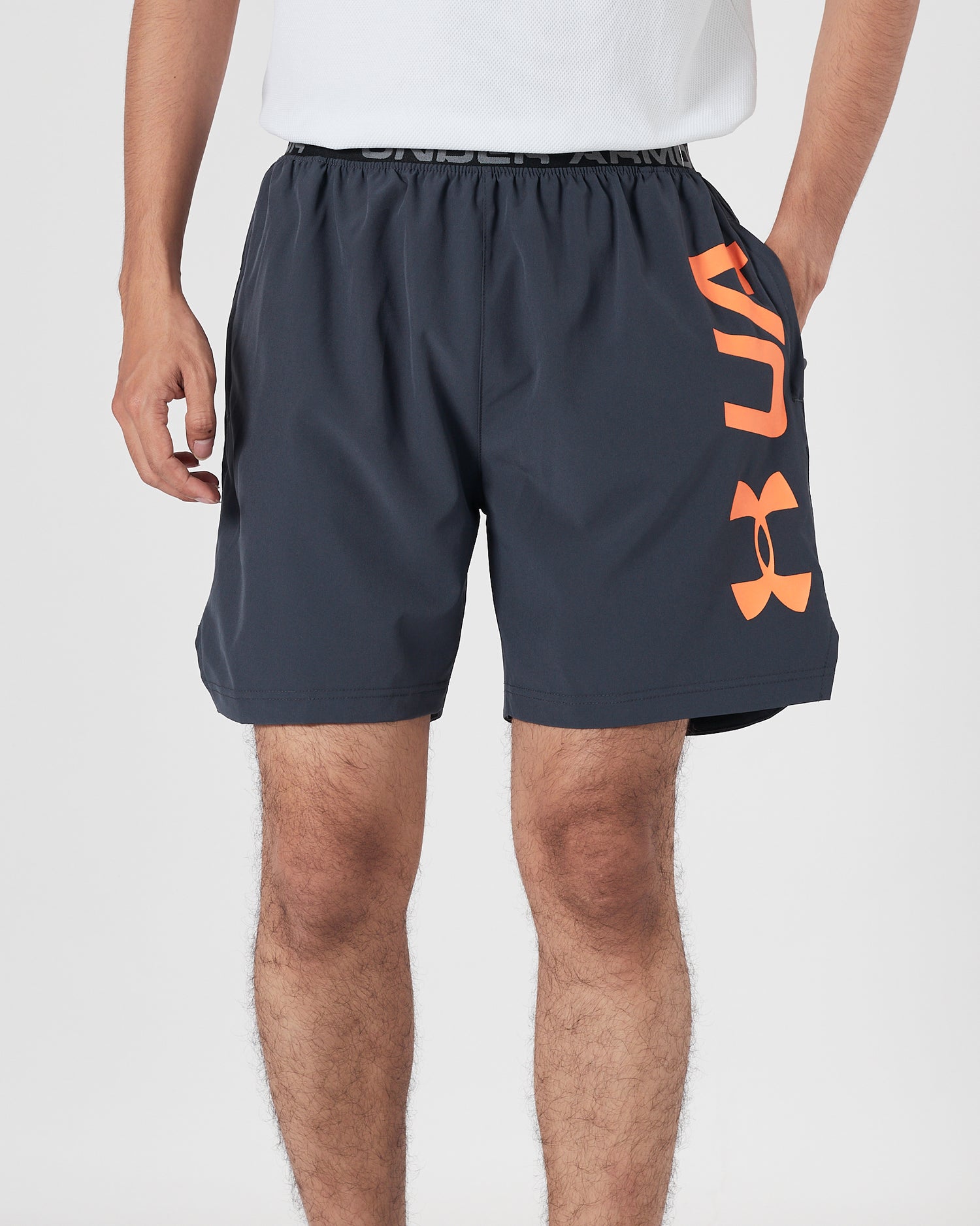 UA Logo Vertical Men Dark Grey Track Shorts 13.90