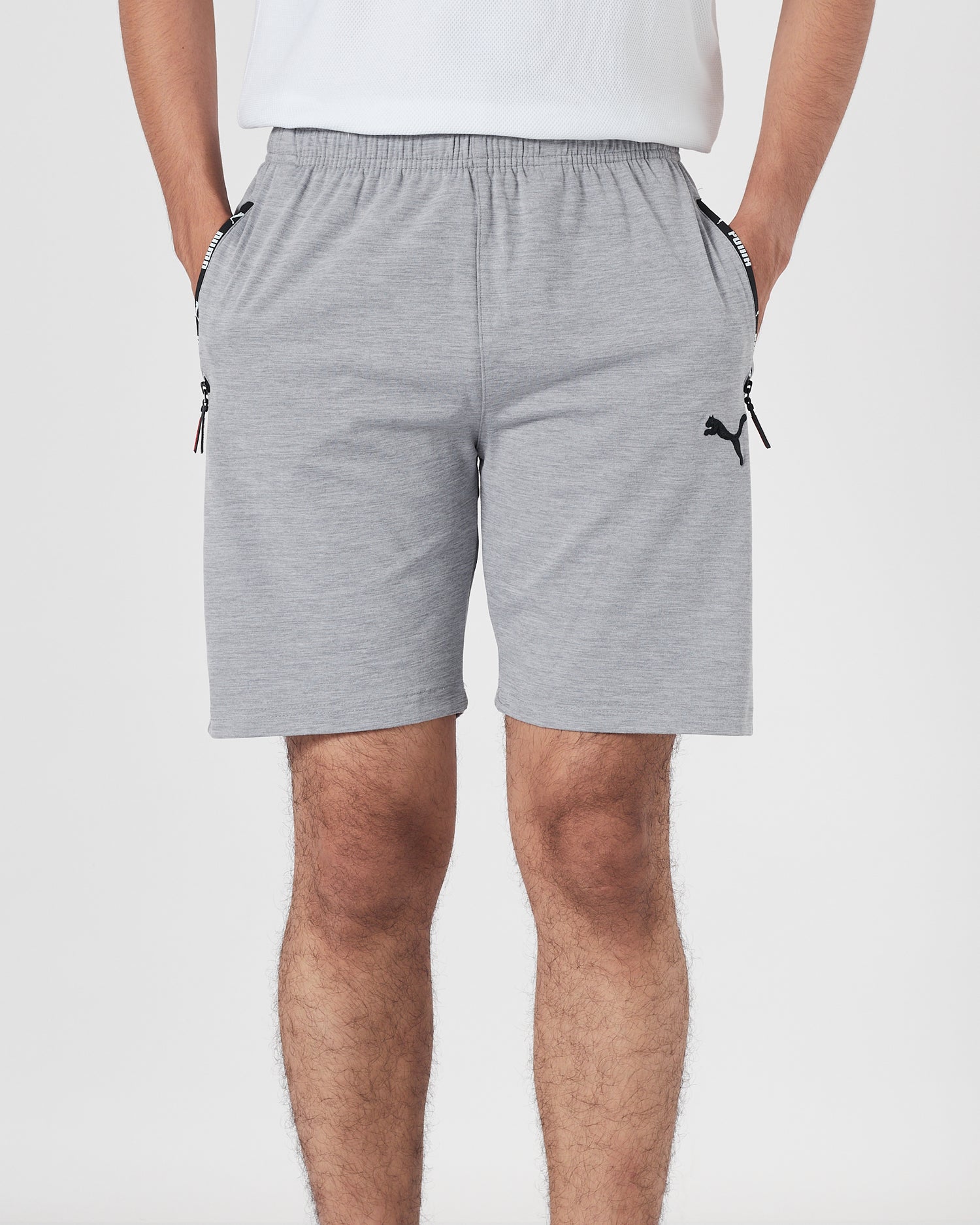 PUM Logo Embroidered Men Grey Track Shorts 12.90