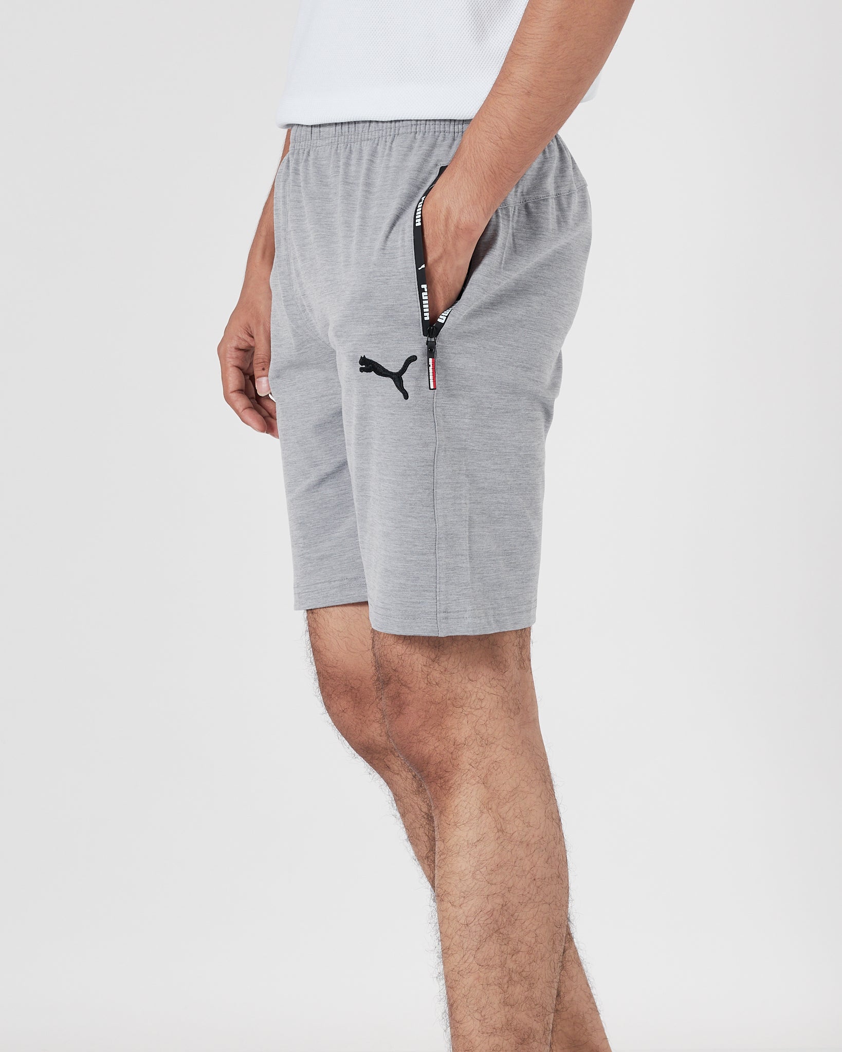 PUM Logo Embroidered Men Grey Track Shorts 12.90