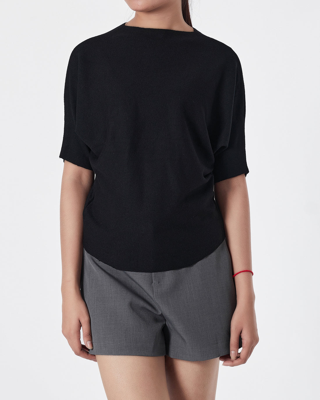 Plain Color Soft Knit Lady Black T-Shirt 14.90