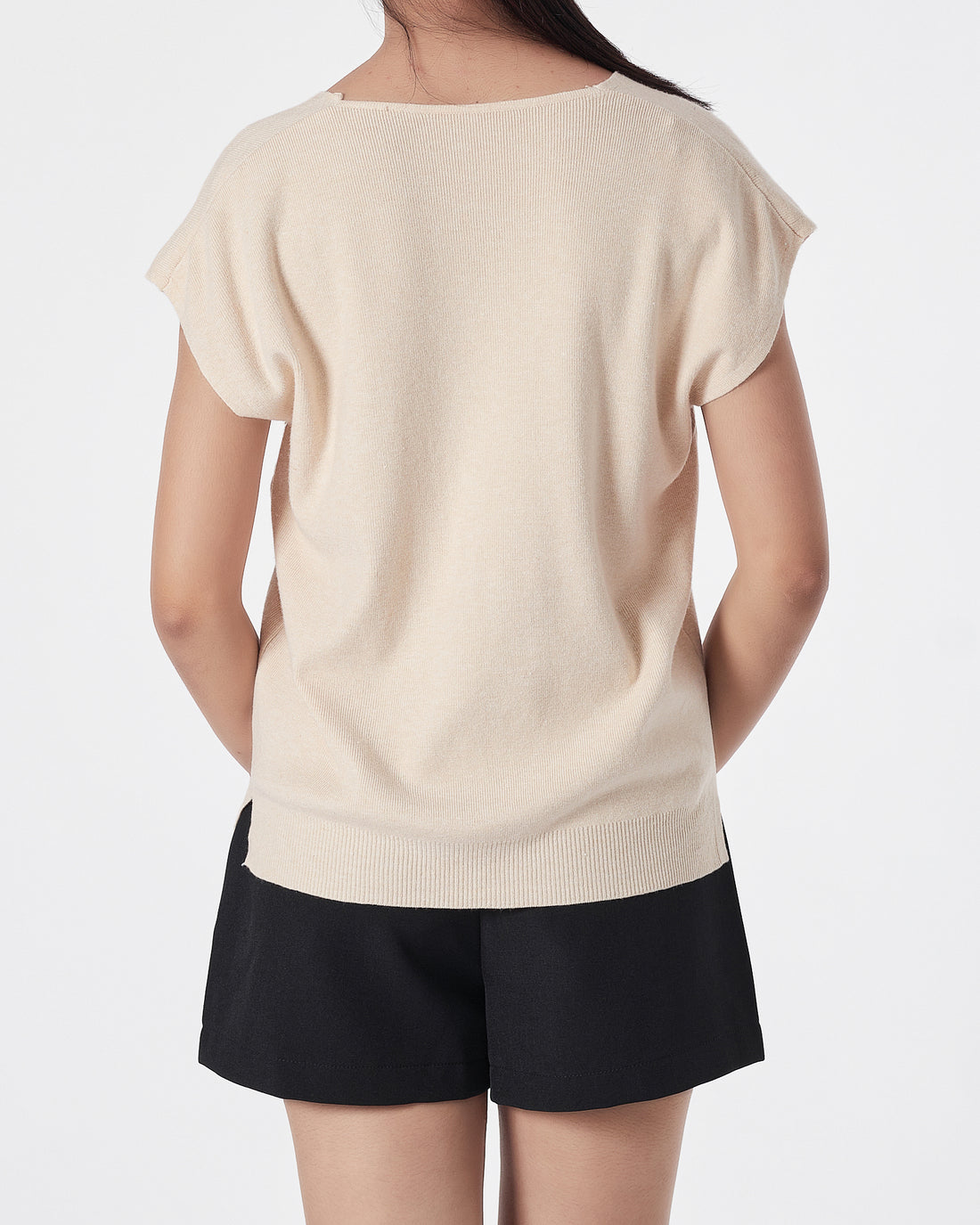 V Neck Soft Knit Lady Cream Tank Top 13.90