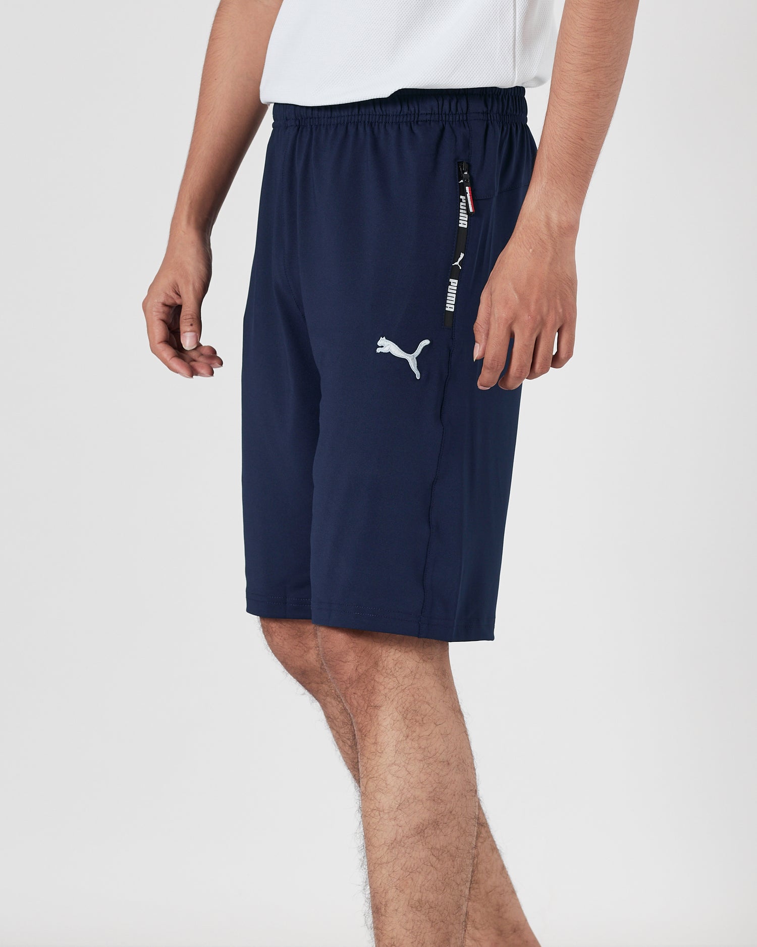 PUM Logo Embroidered Men Blue Track Shorts 12.90