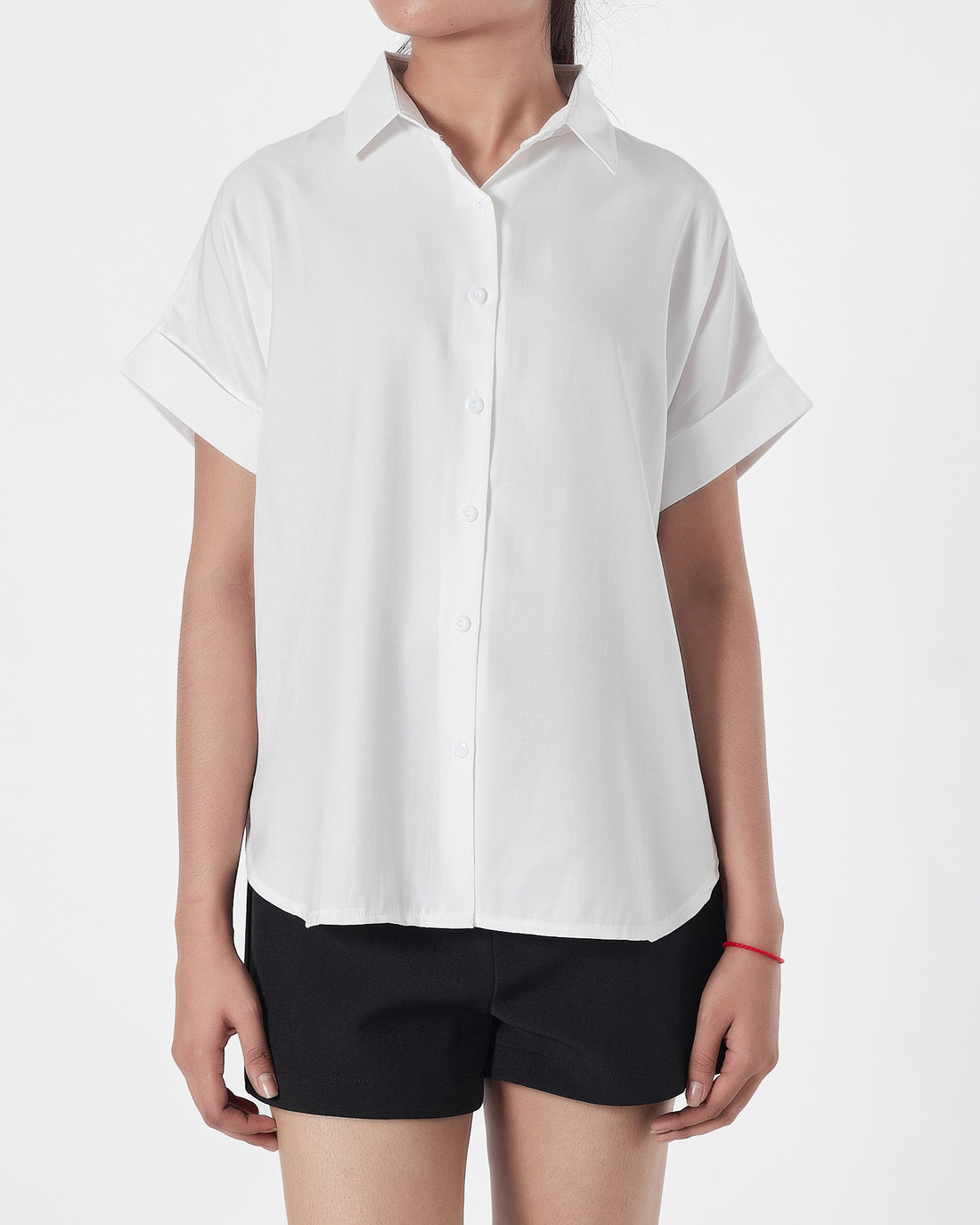 Plain Color Lady White Shirts Short Sleeve 13.90