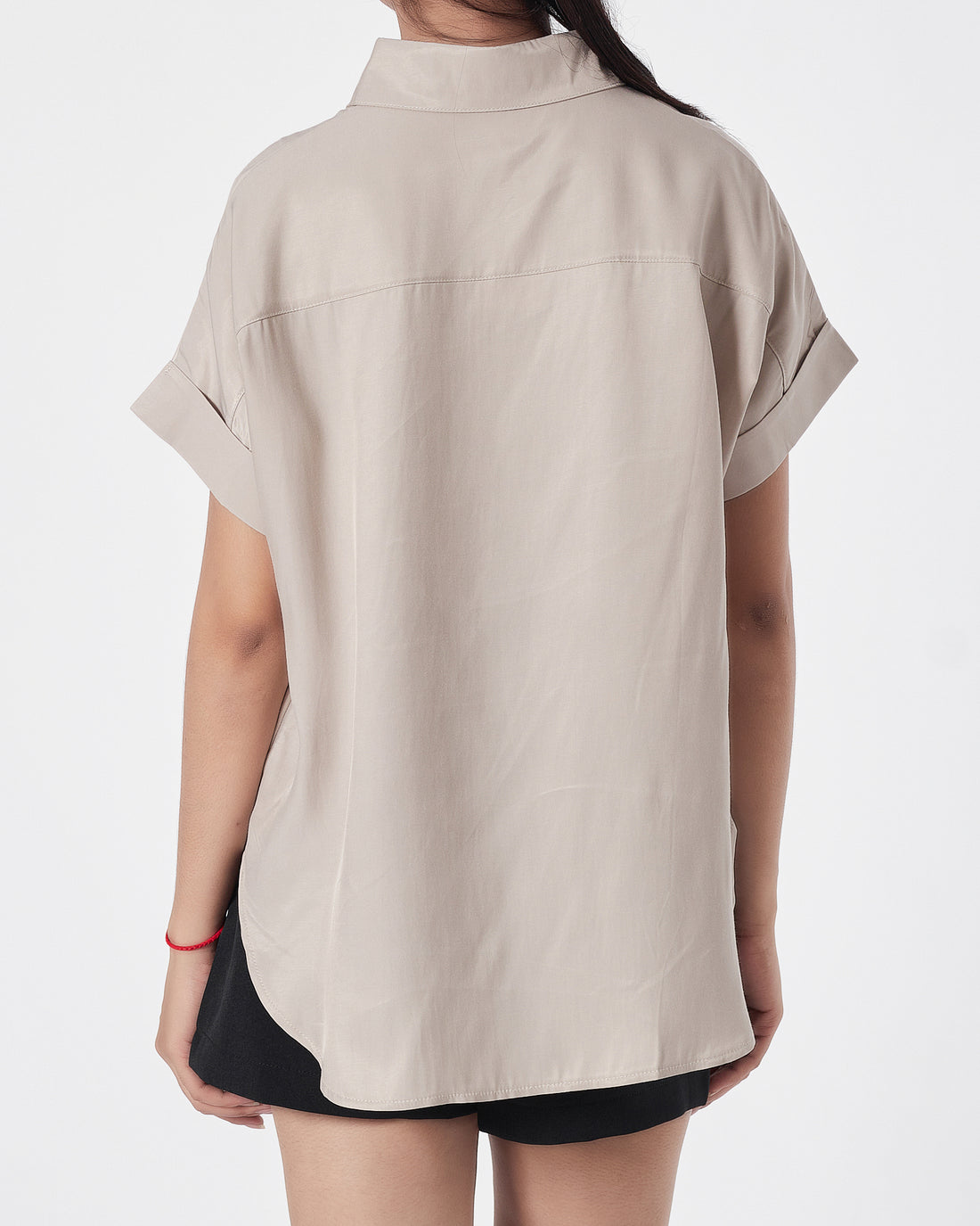 Plain Color Lady Brown Shirts Short Sleeve 13.90