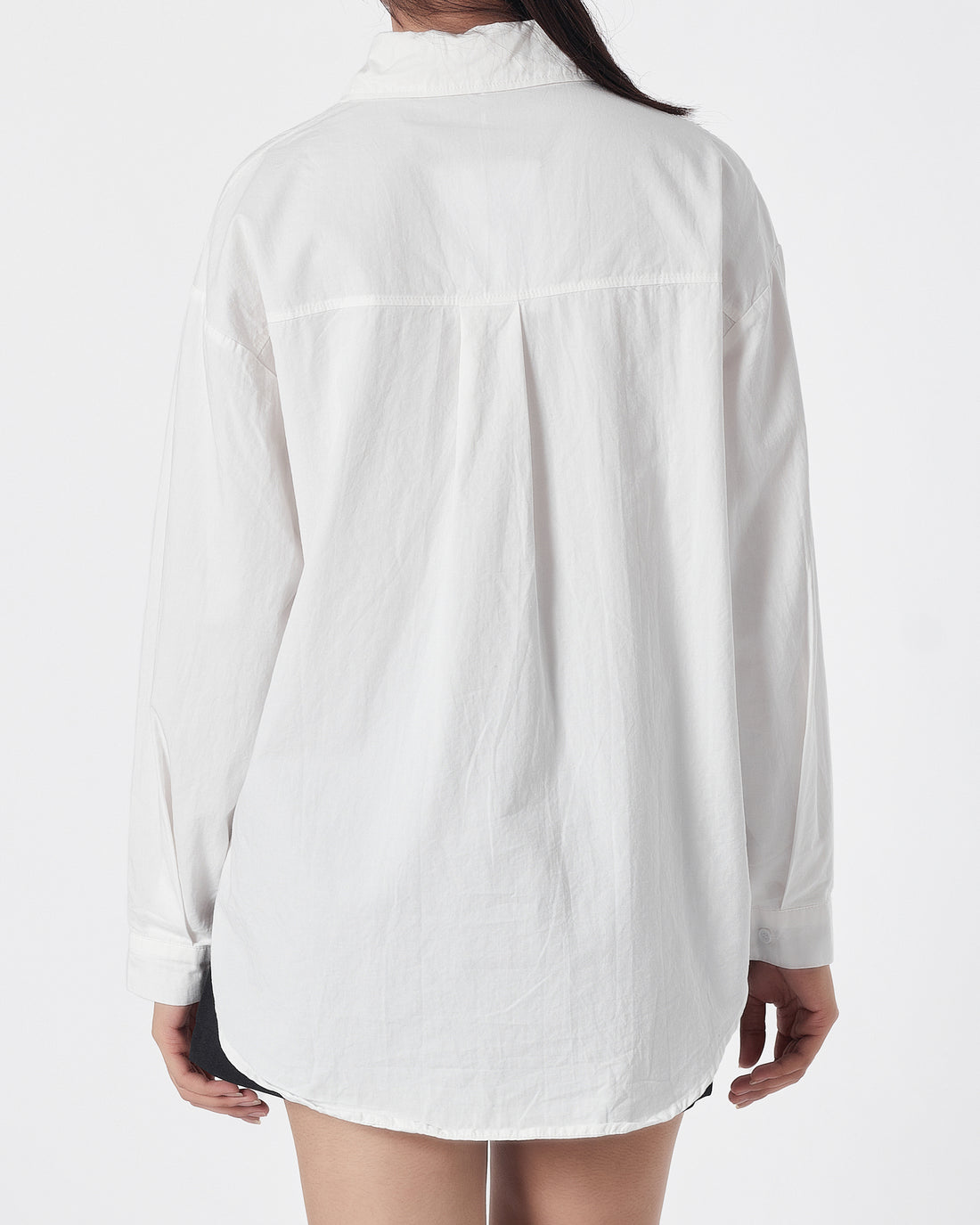 Plain Color Lady White  Shirts Long Sleeve 14.90