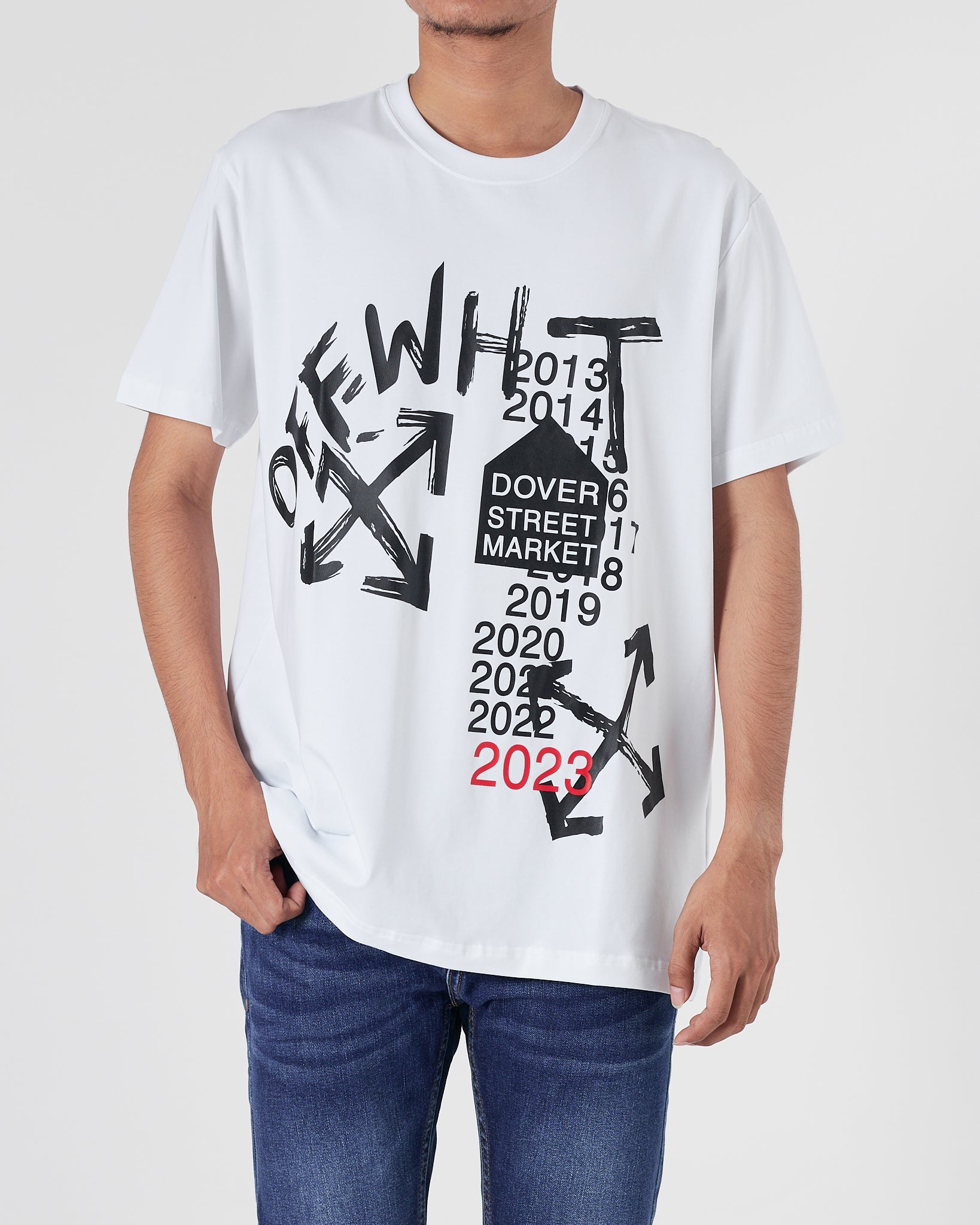 OW Logo Printed Men White T-Shirt 14.90