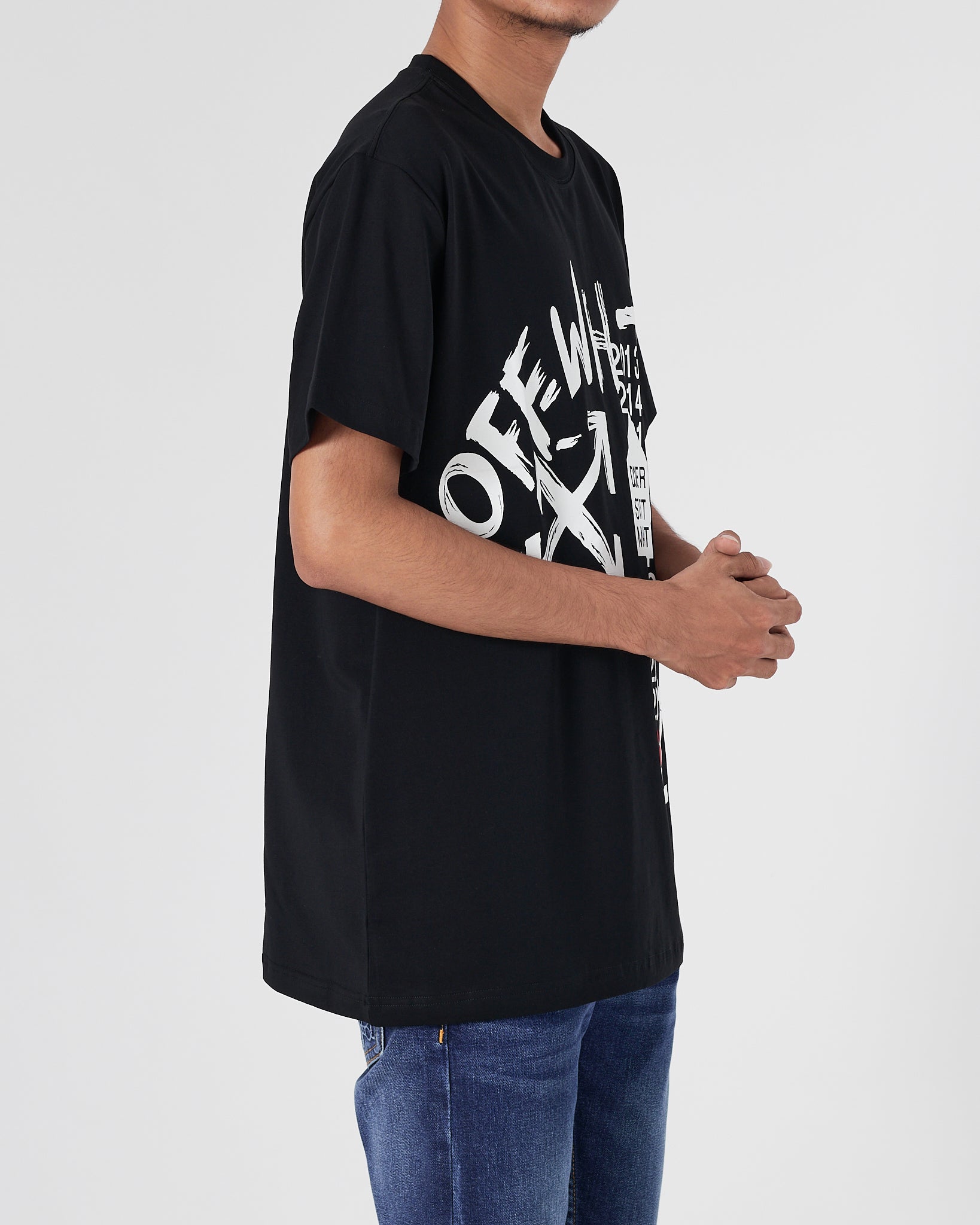 OW Logo Printed Men Black T-Shirt 14.90