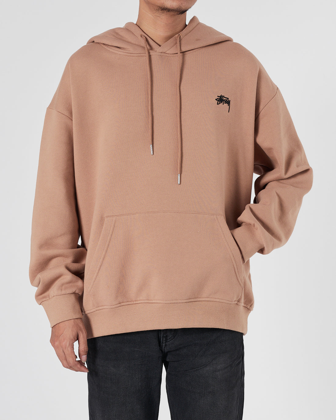 STU Logo Embroidered Men Brown Hoodie 24.90