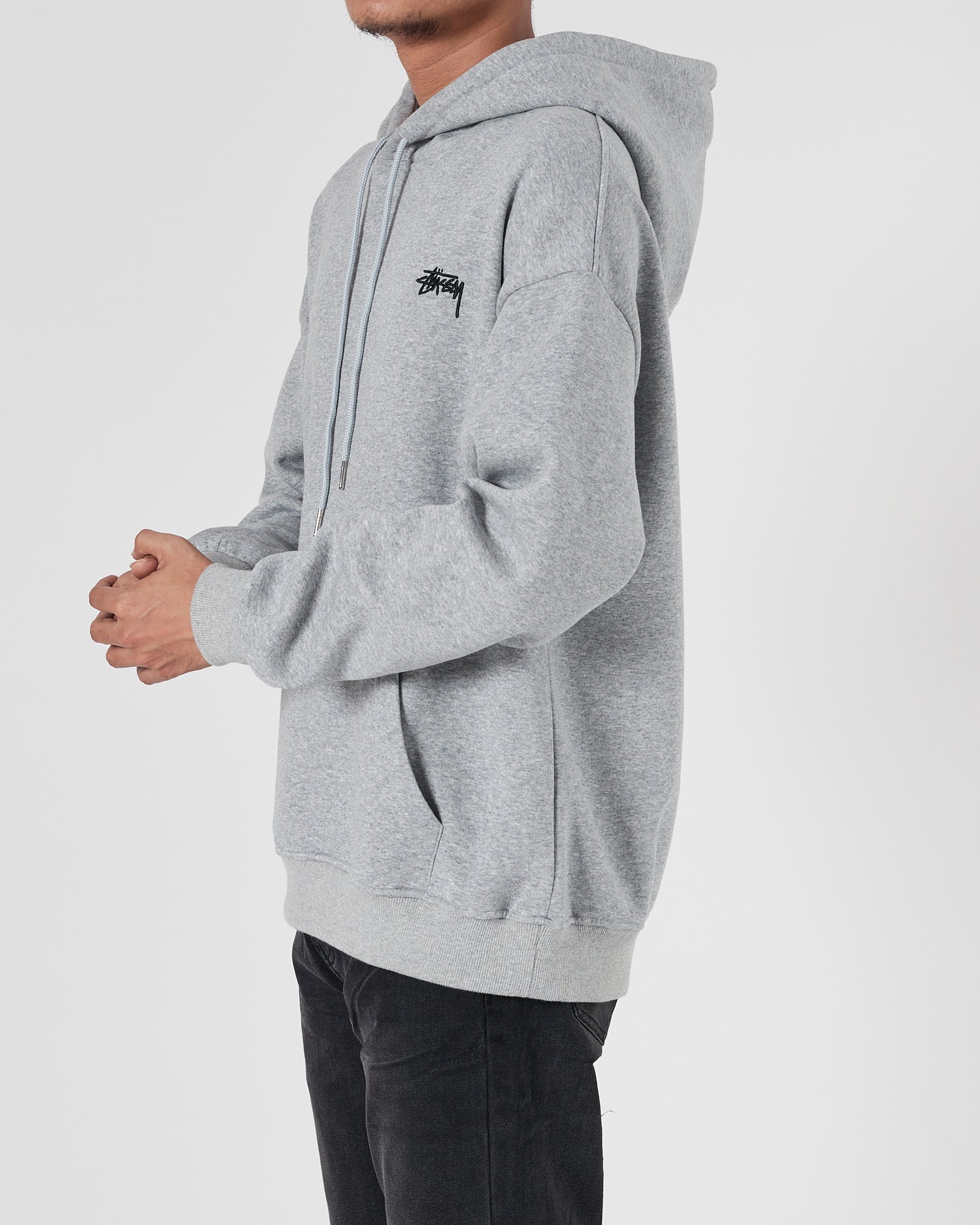 STU Logo Embroidered Men Grey Hoodie 24.90