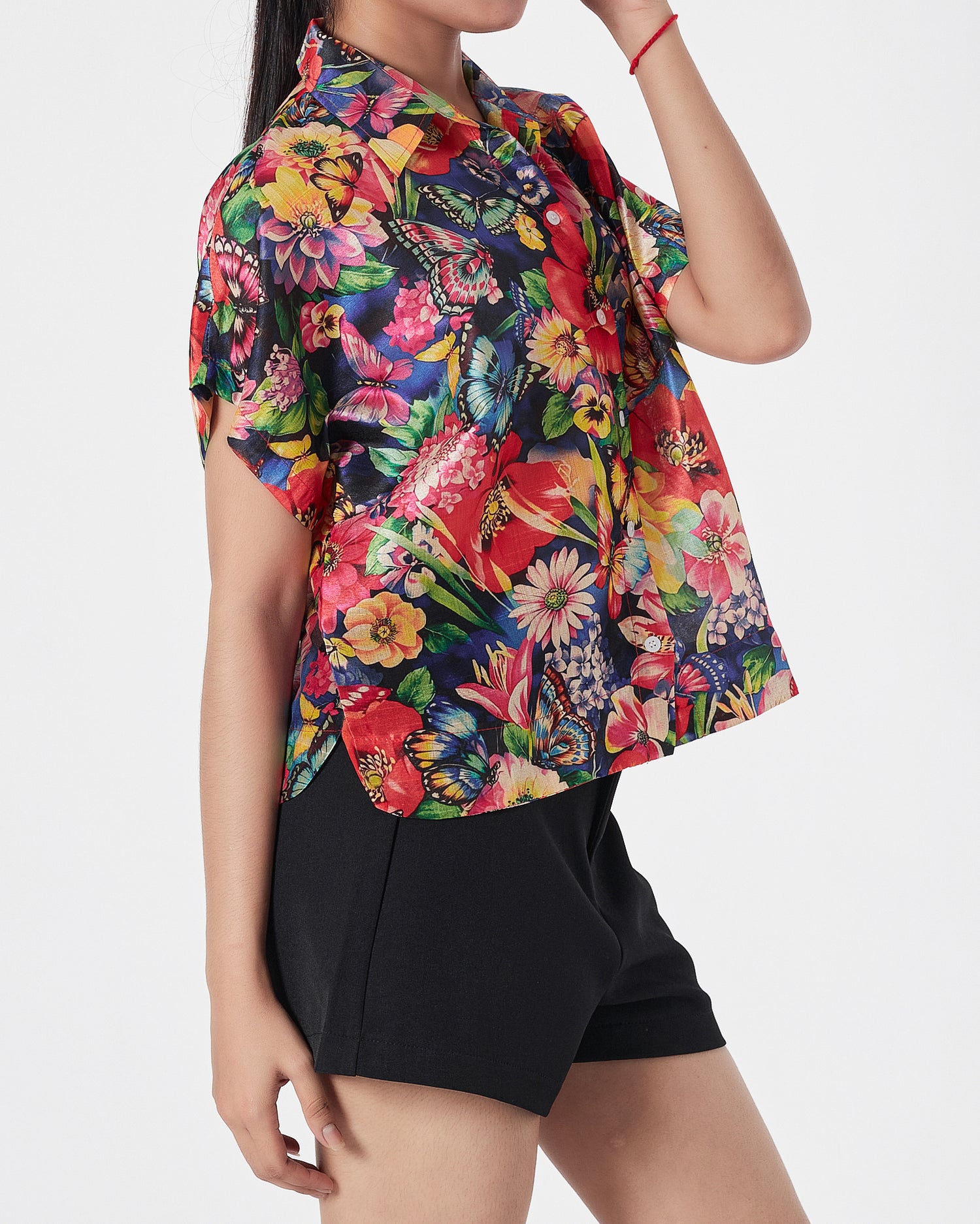 Floral Over Printed Lady Shirts Short Sleeve 16.90