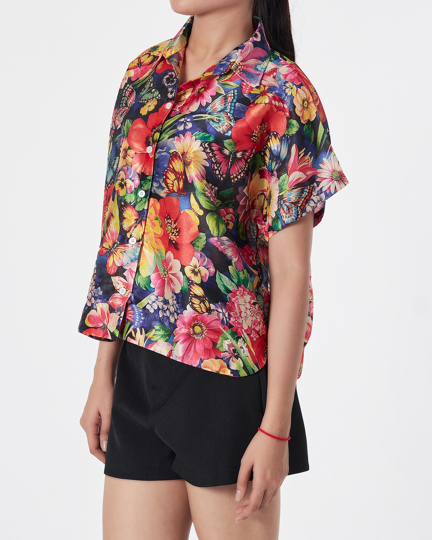 Floral Over Printed Lady Shirts Short Sleeve 16.90