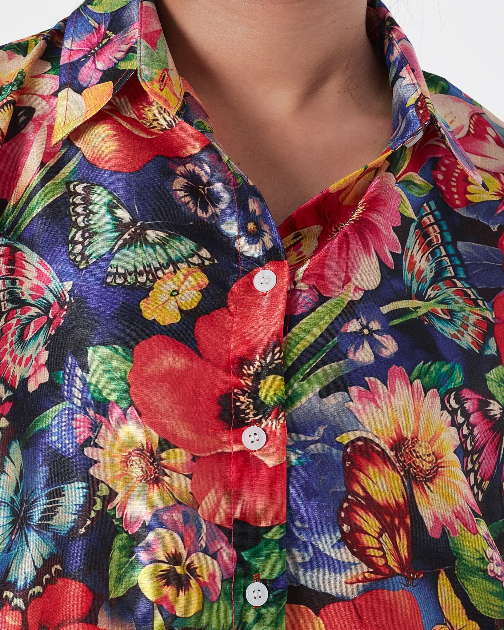 Floral Over Printed Lady Shirts Short Sleeve 16.90