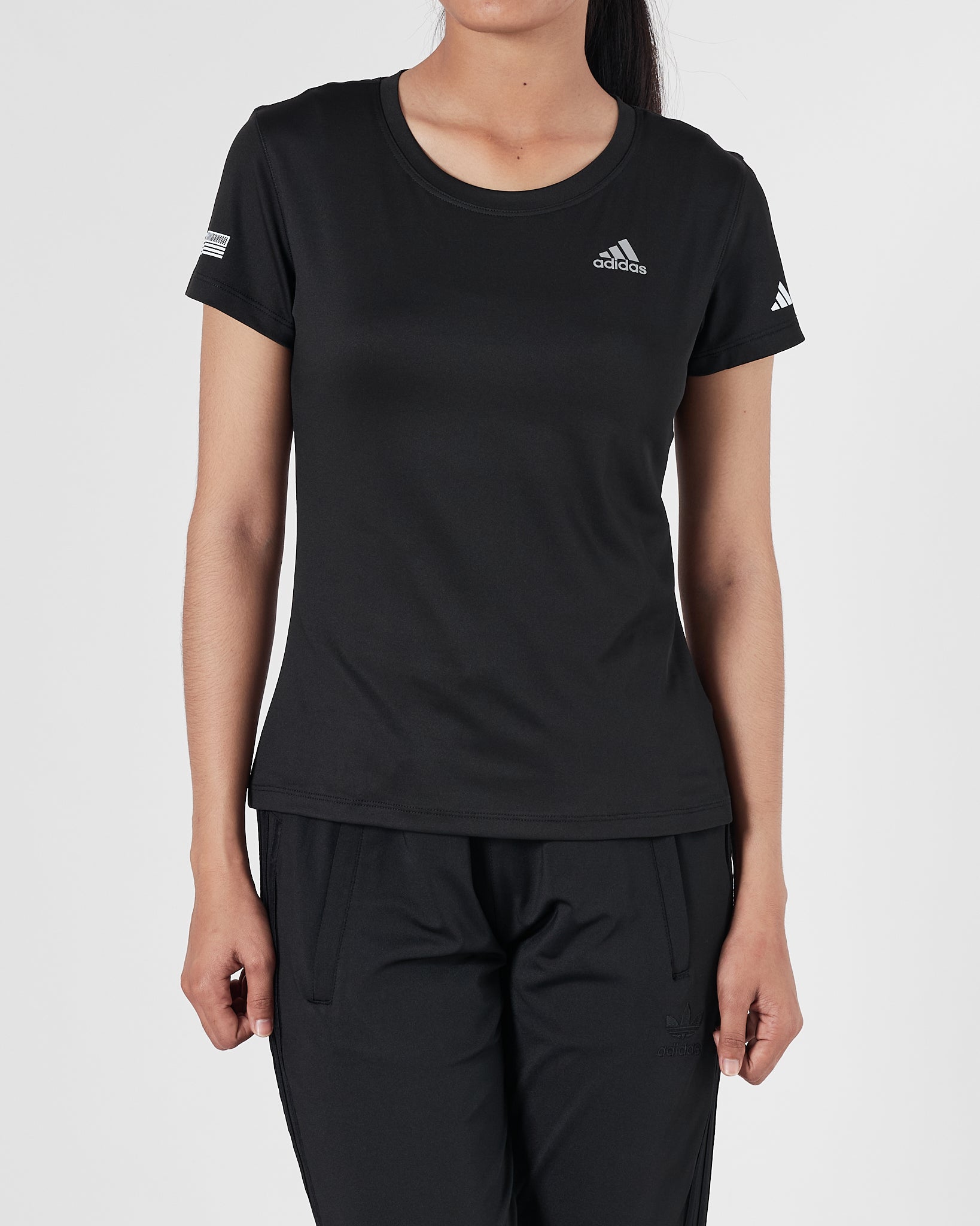 ADI Logo Printed Lady Black Sport T-Shirt 12.90