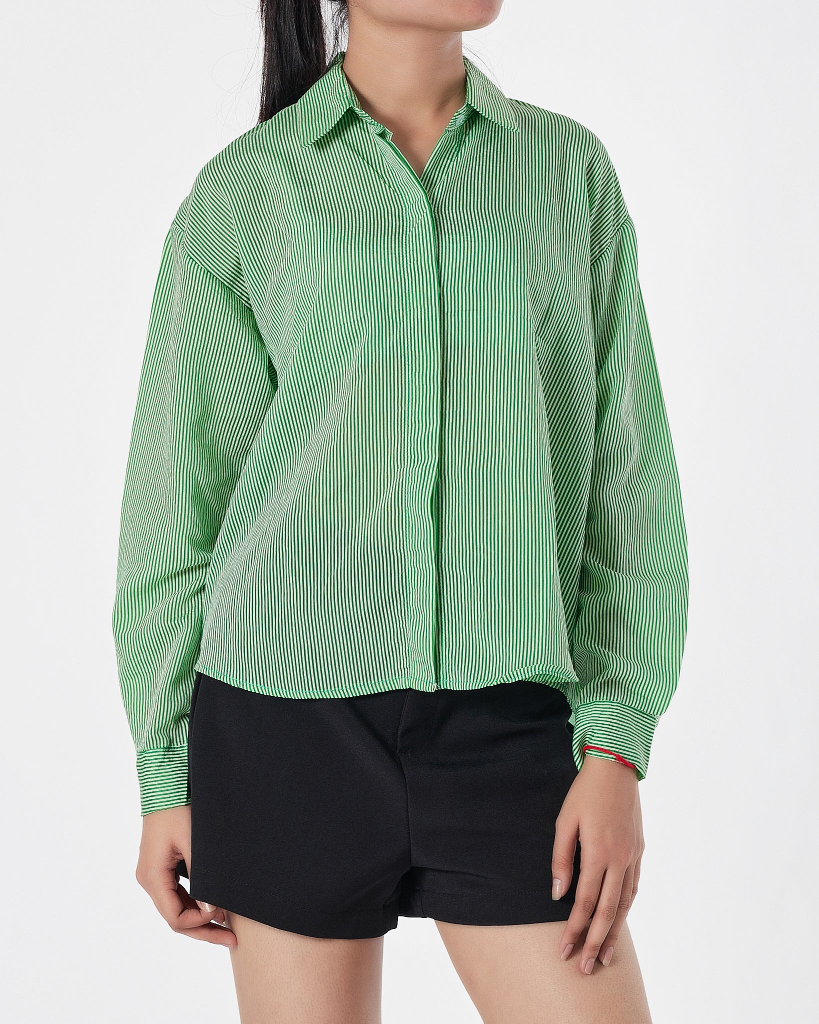 Green Striped Lady  Shirts Long Sleeve 16.90