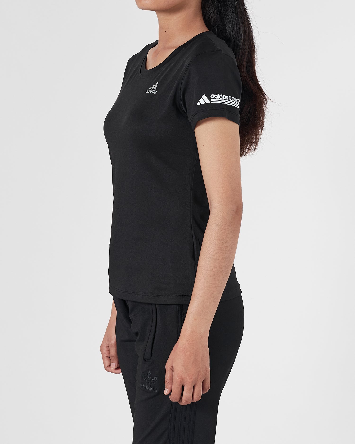 ADI Logo Printed Lady Black Sport T-Shirt 12.90