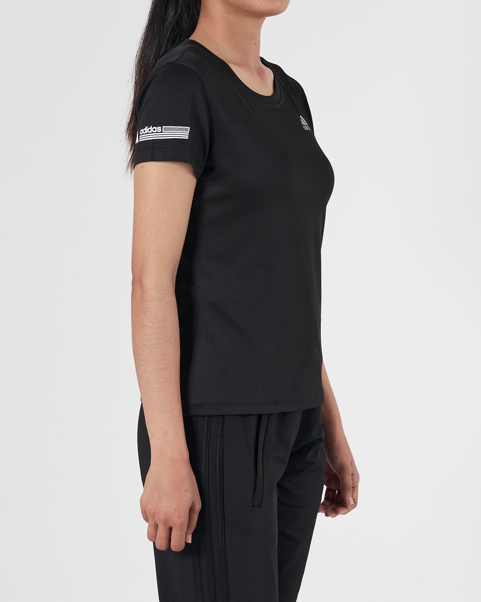 ADI Logo Printed Lady Black Sport T-Shirt 12.90