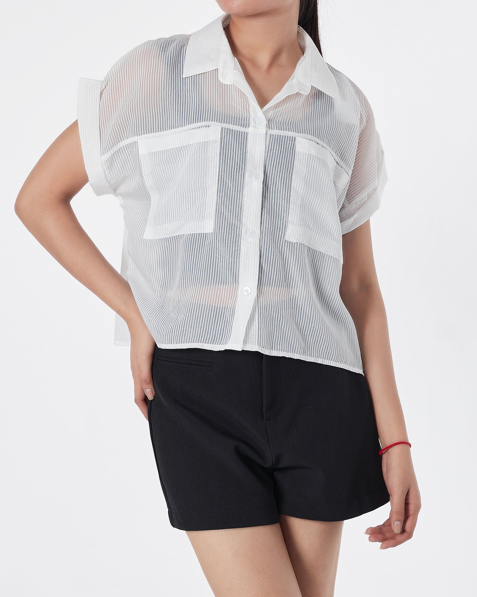 White Striped Lady  Shirts Short Sleeve 15.90