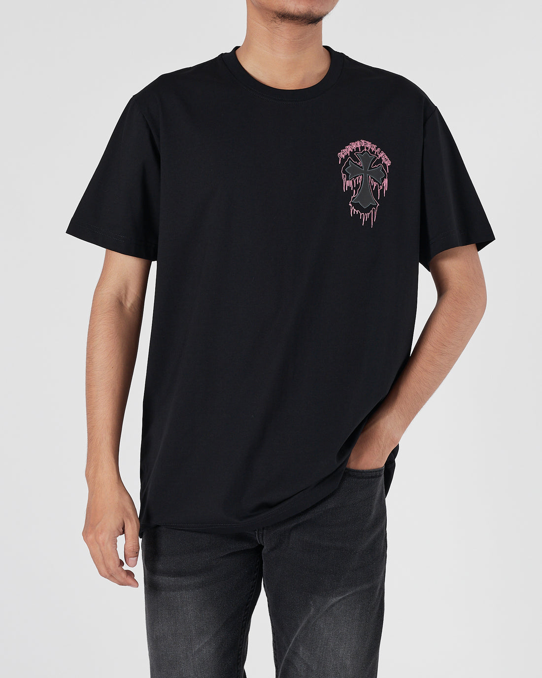 CH Cross Back Logo Printed Men Black T-Shirt 16.90