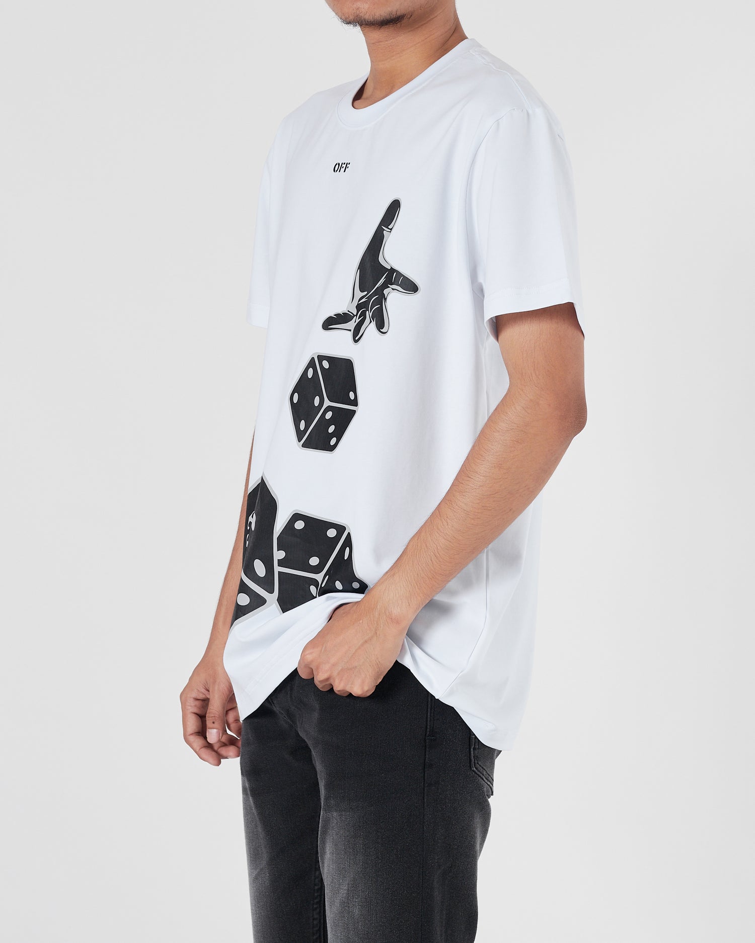 OW Dice Printed Men White T-Shirt 15.90