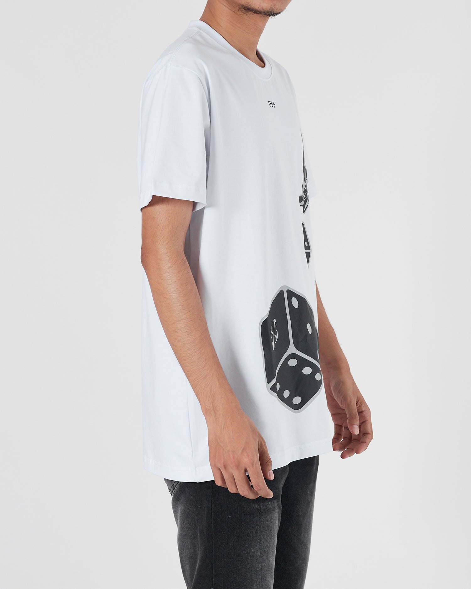 OW Dice Printed Men White T-Shirt 15.90